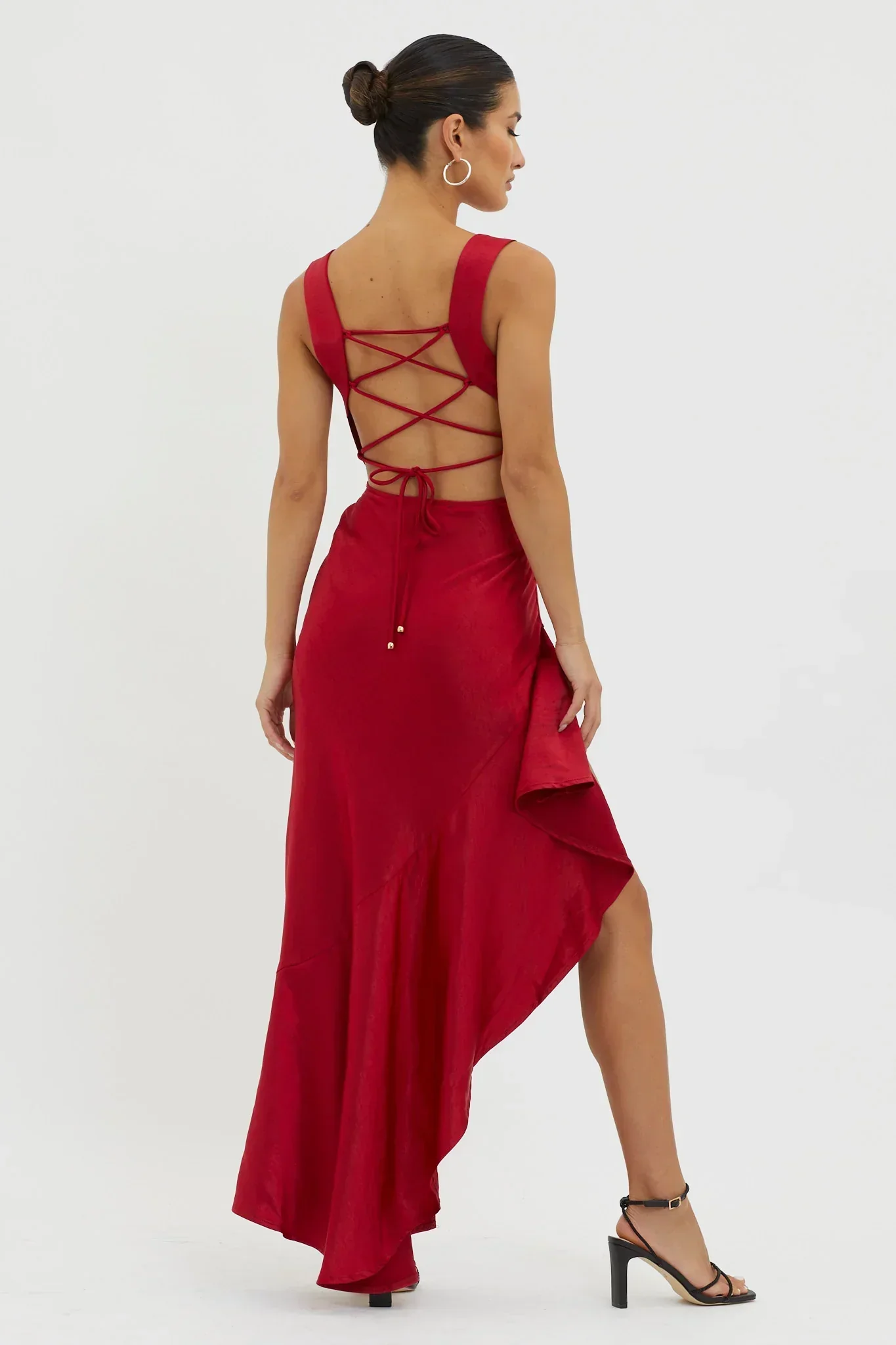 Ellianna Lace-Up Back Maxi Dress Red