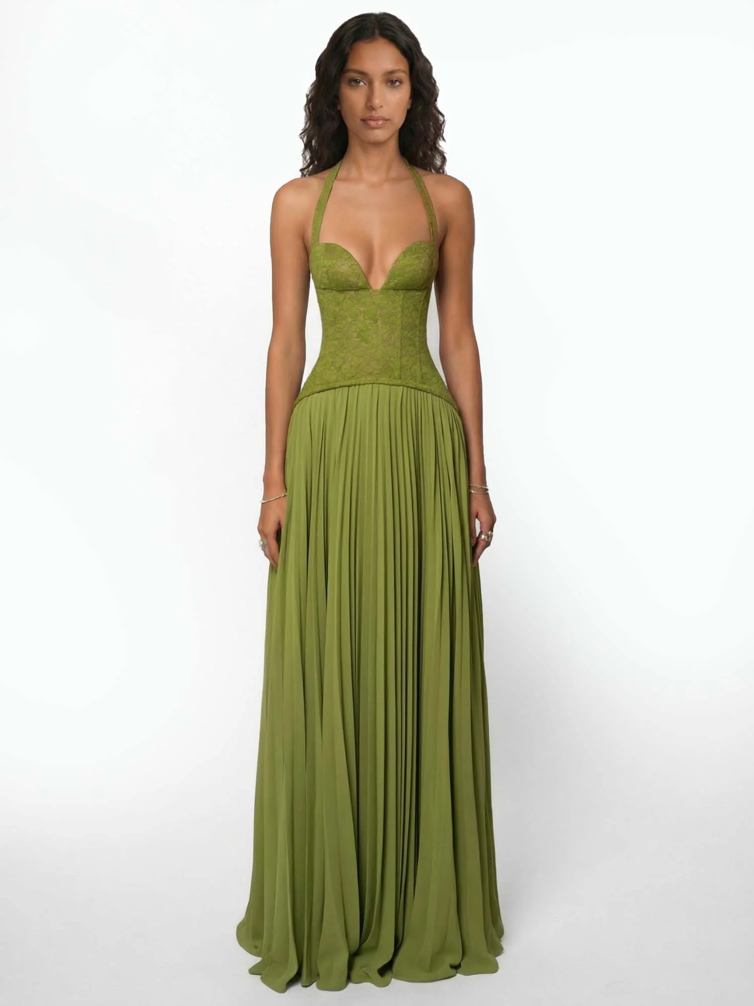 Olive Lace Maxi Dress
