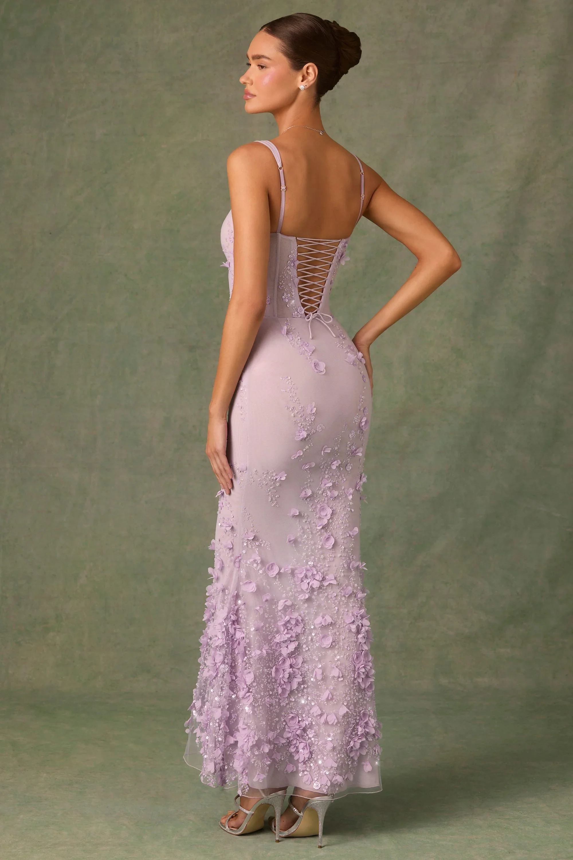 Embellished Fishtail Corset Gown in Lilac