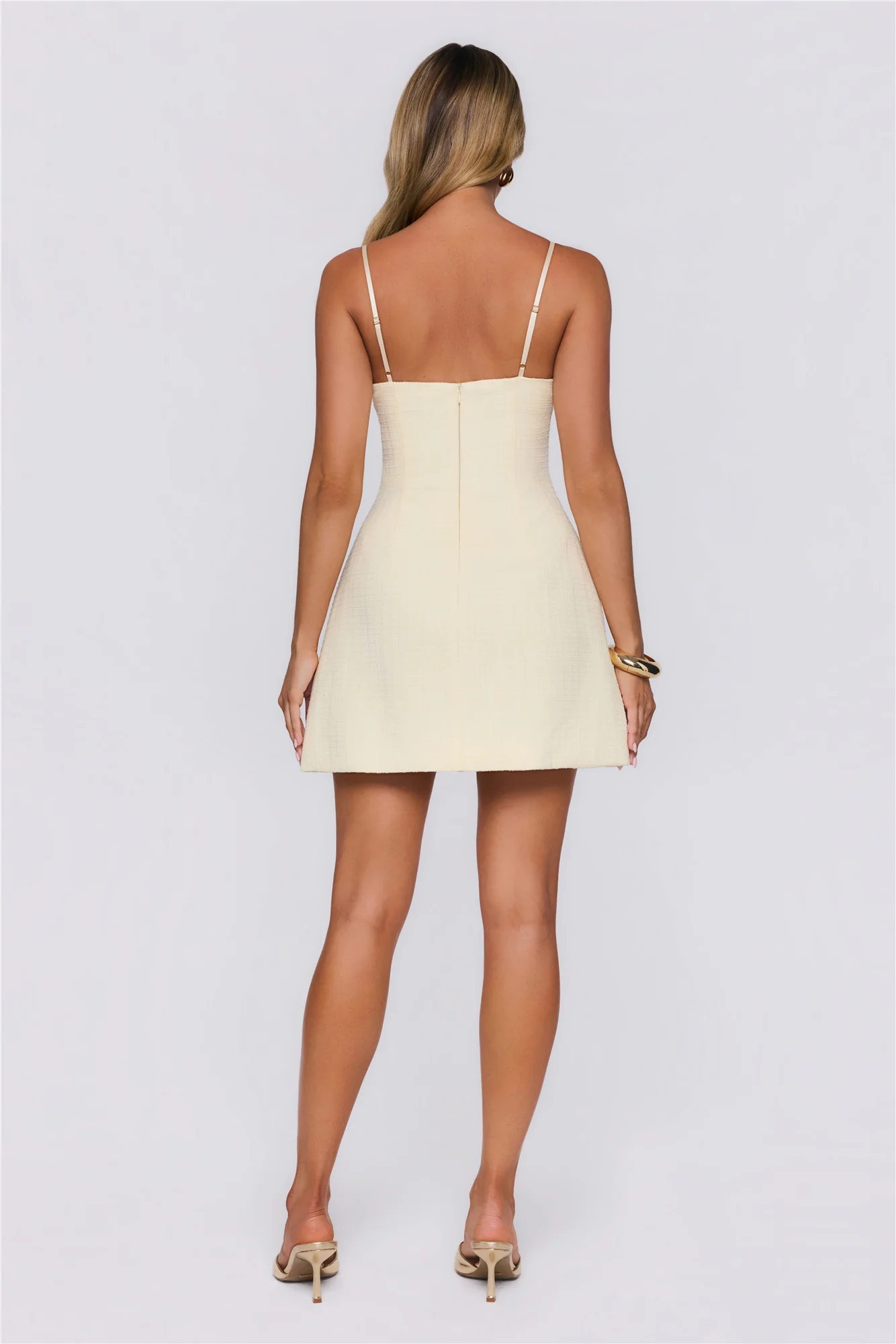 Pastel Radiance Tweed Mini Dress Yellow - luluinthesky