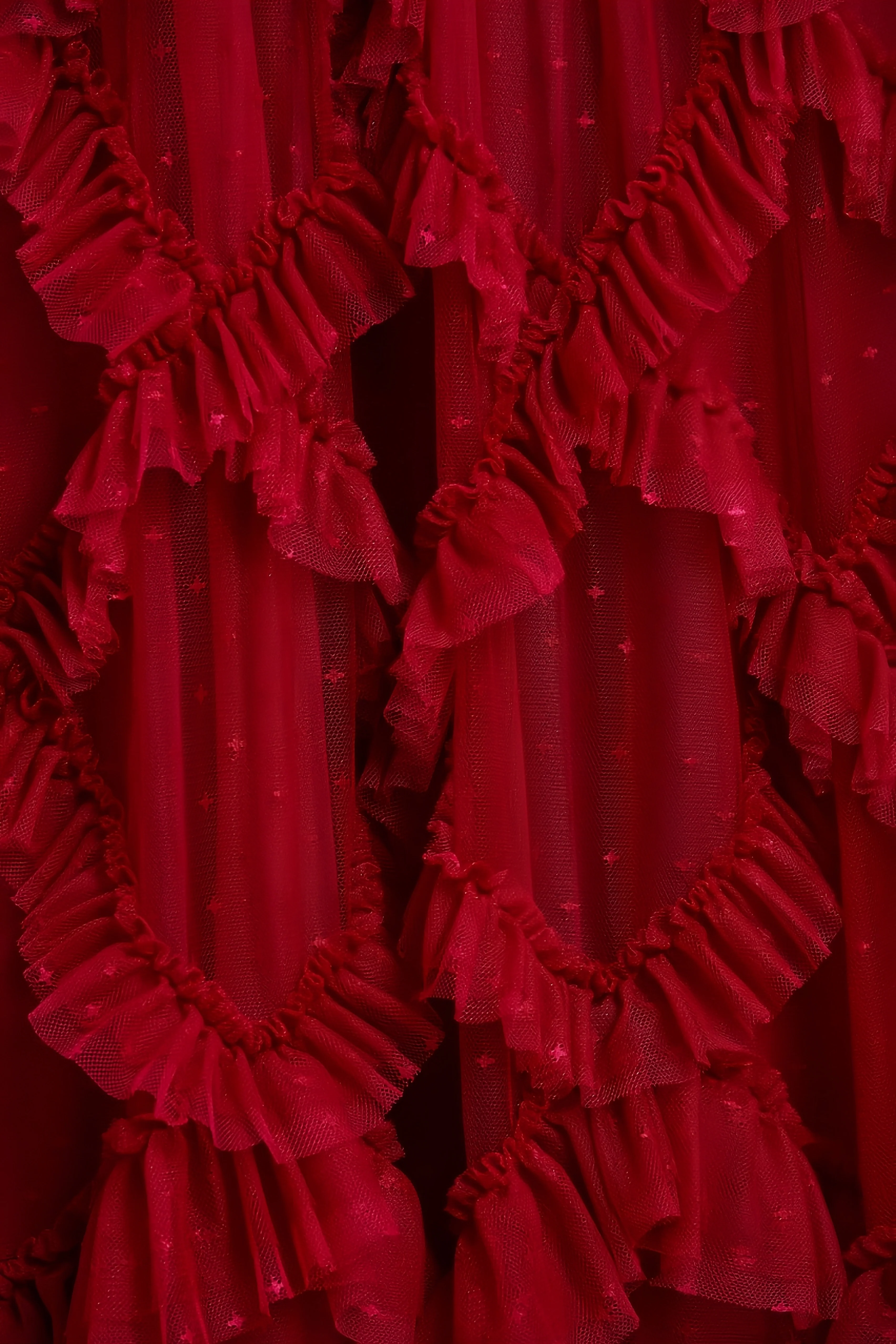 Luni Red Ruffle Lace Maxi Dress