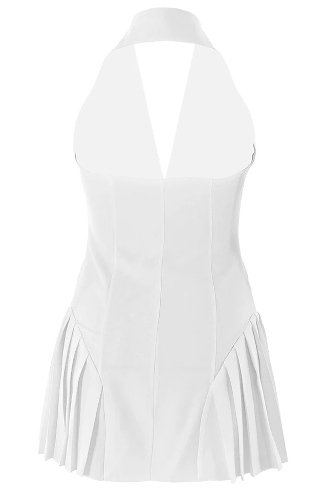 Reyna Backless Pleated Mini Dress