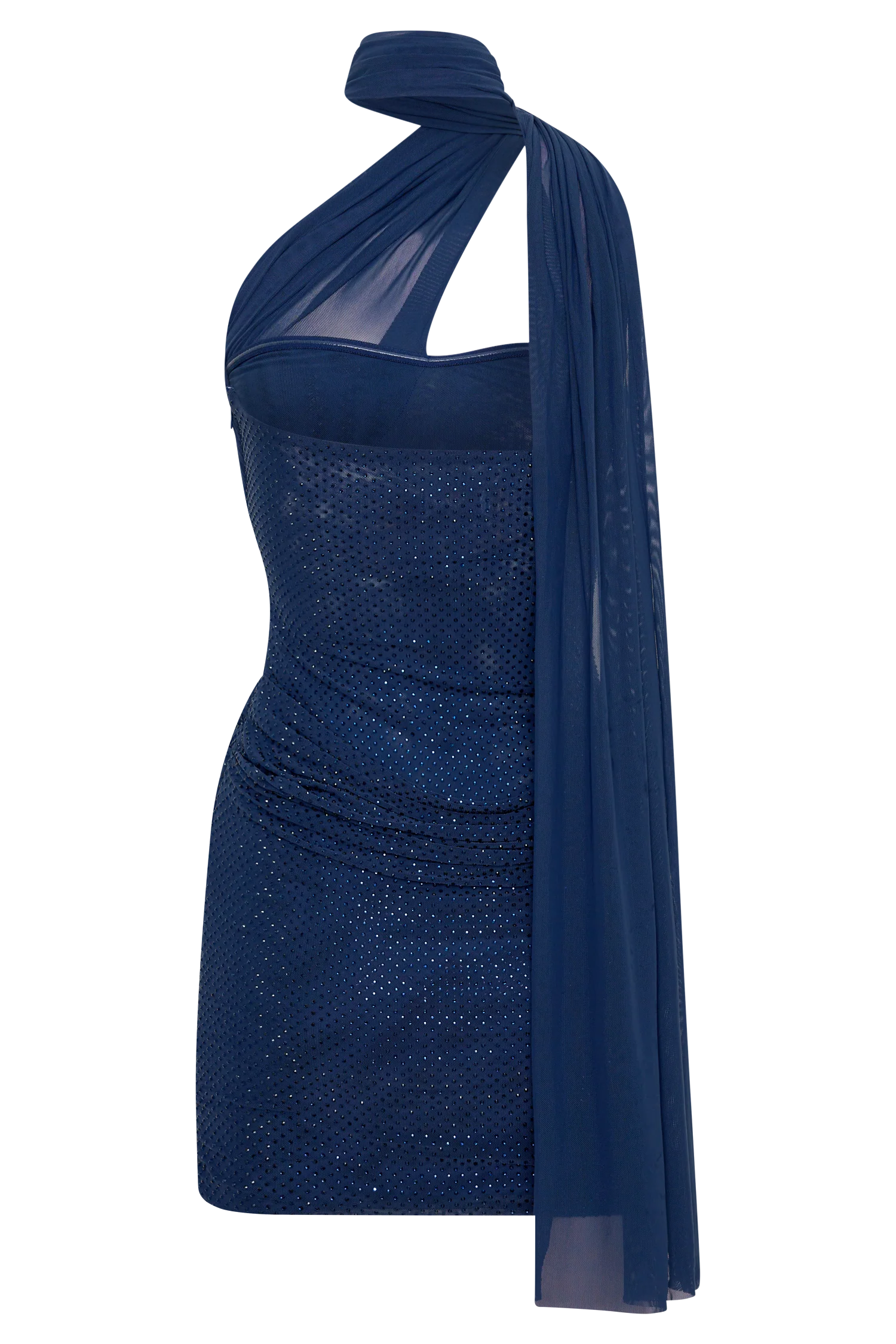 Mattea Diamante Mini Dress With Scarf - Navy