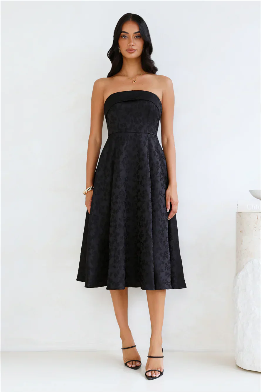 Ink Love Strapless Midi Dress