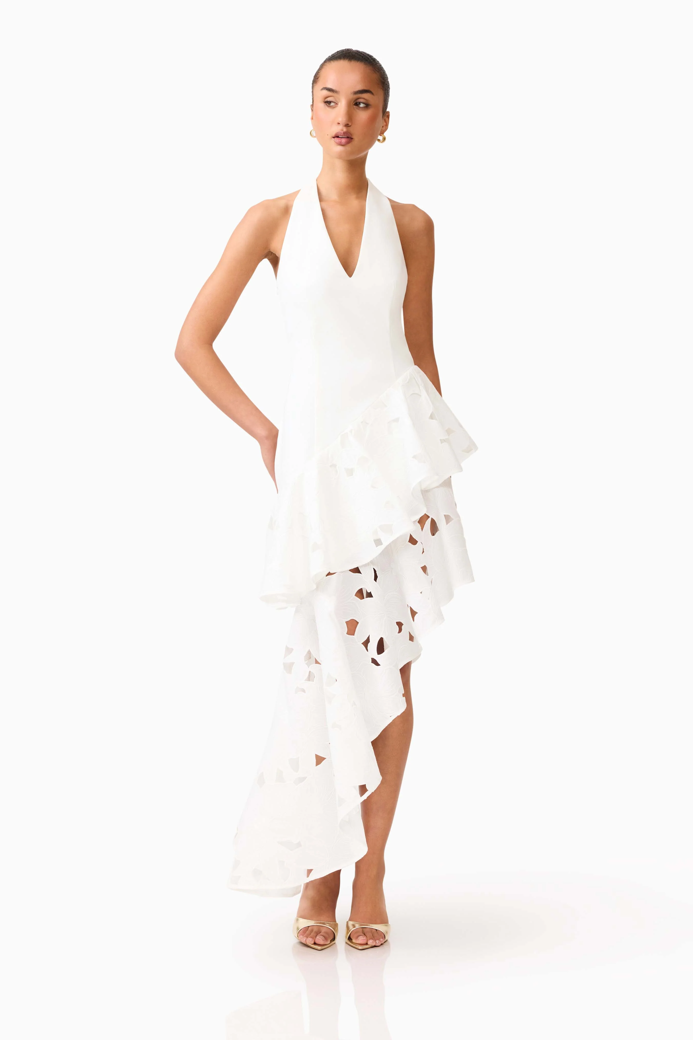 Elizabeth Asymmetrical Gown in White