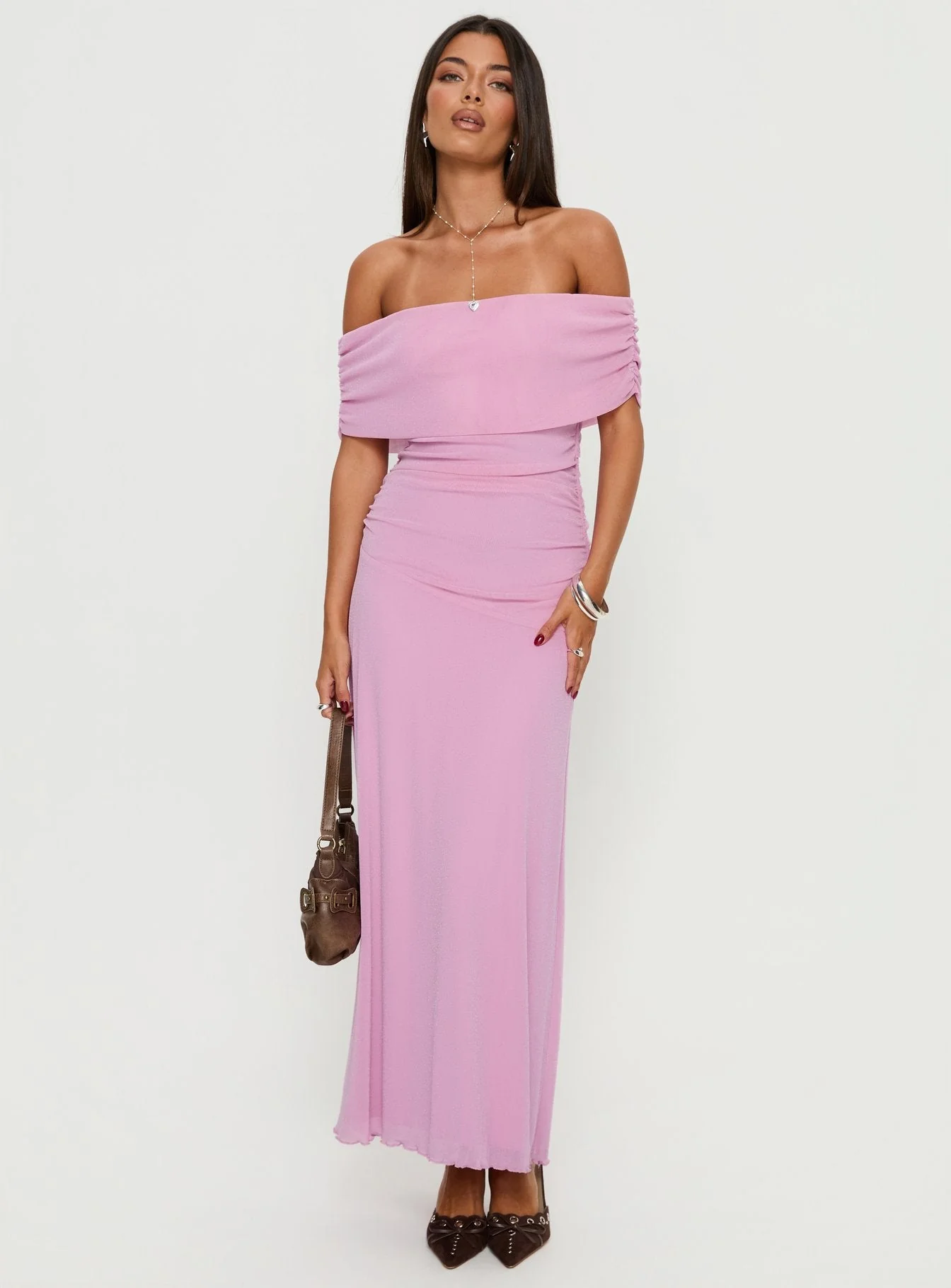 Penelopa Off Shoulder Maxi Dress Pink