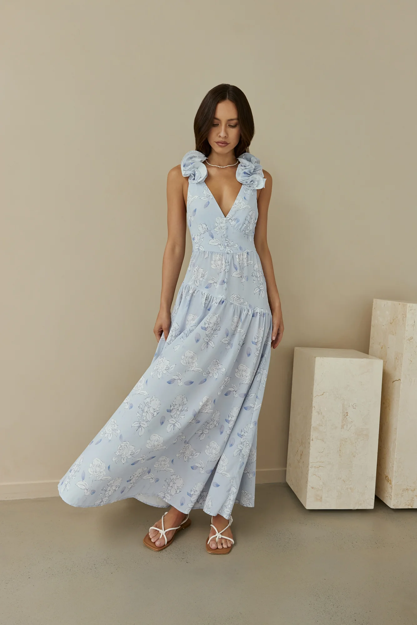 Pretty Smile Maxi Dress Blue - luluinthesky