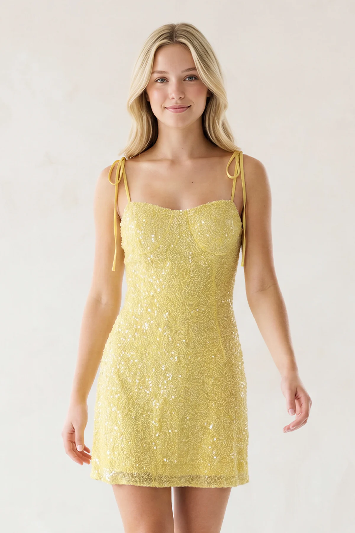 Yellow Sweetheart  Sheath Sequins Short Homecoming Dresses