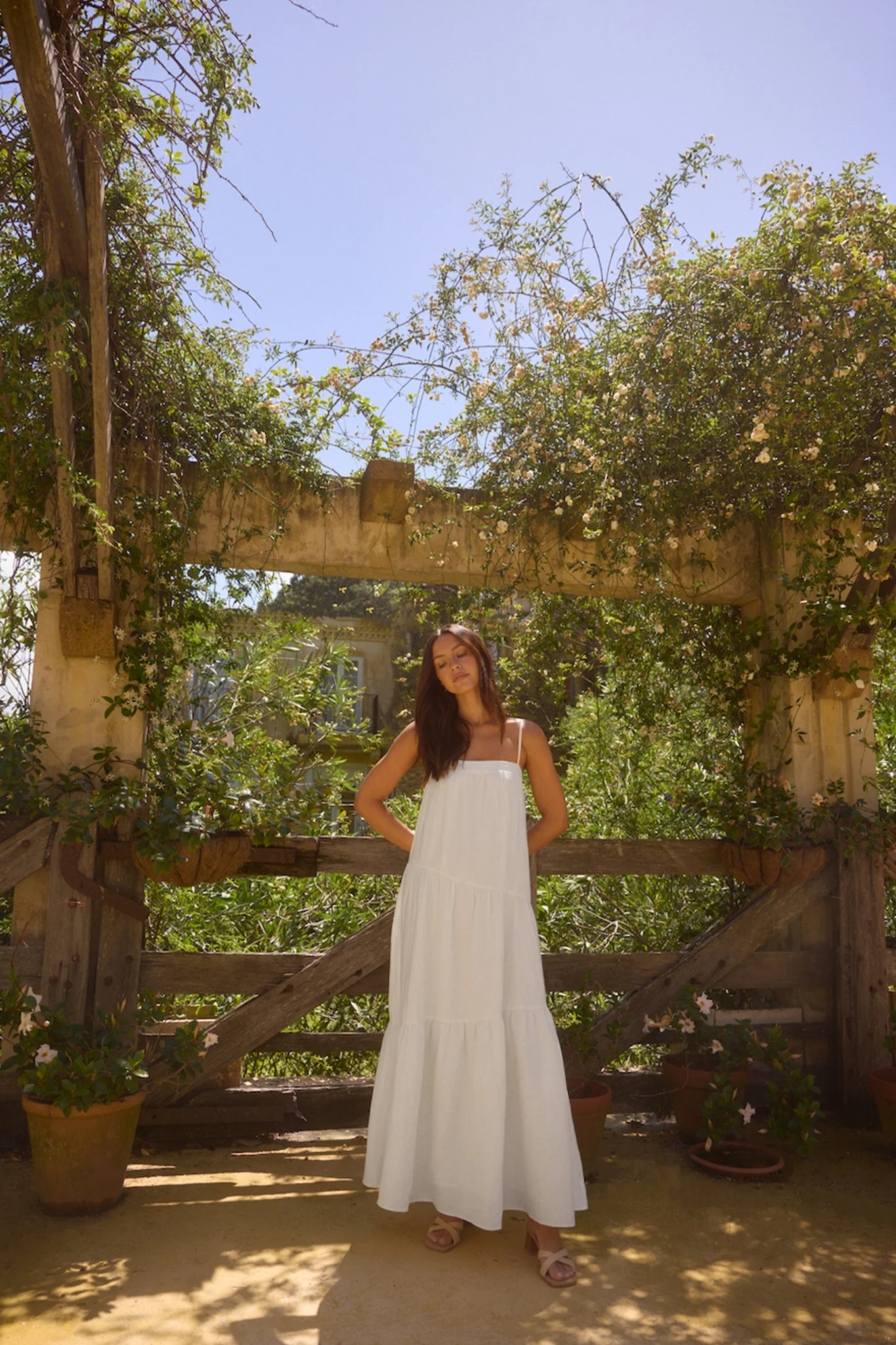 Liliana 100% Linen Maxi Dress White - luluinthesky