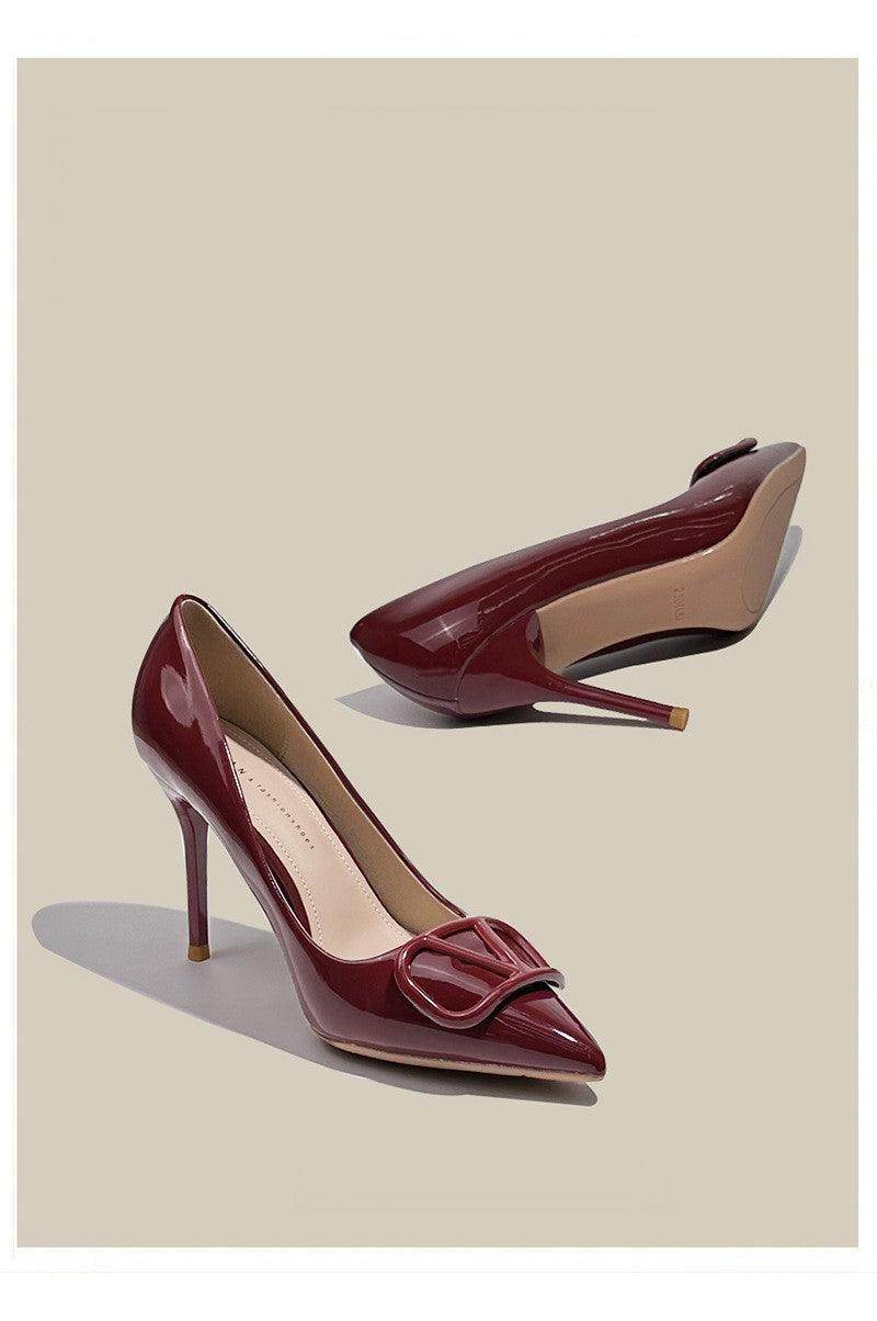 Faux Leather Pointy Stiletto Heels 726578630201