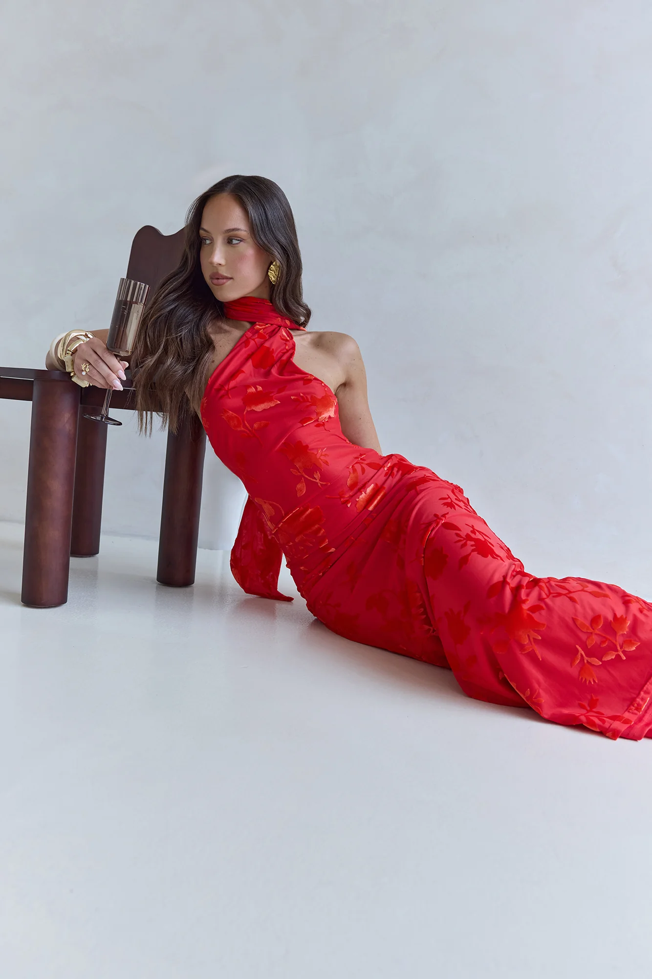 Catching Blooms Maxi Dress Red