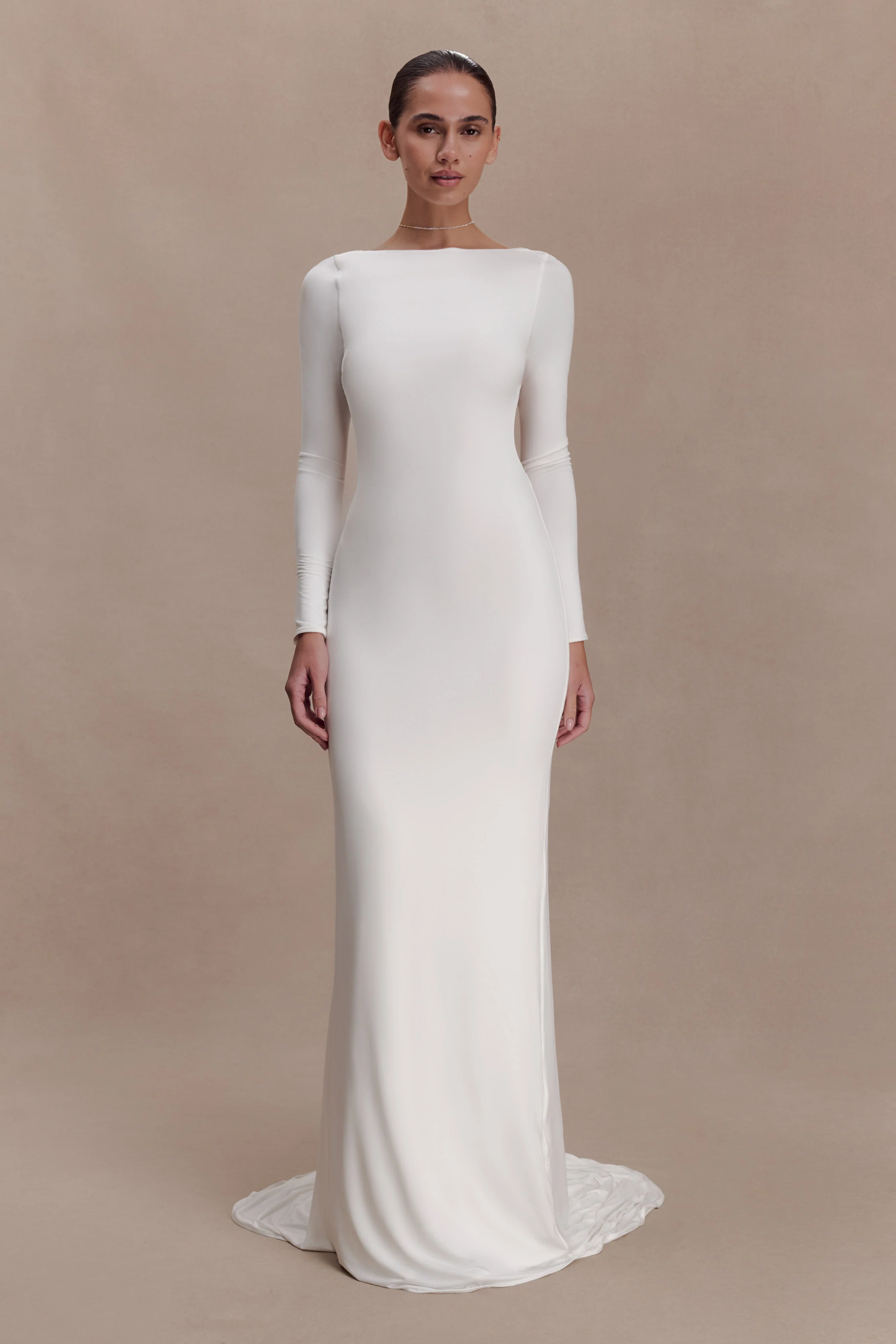 Marlene Slinky Low Back Maxi Dress - White