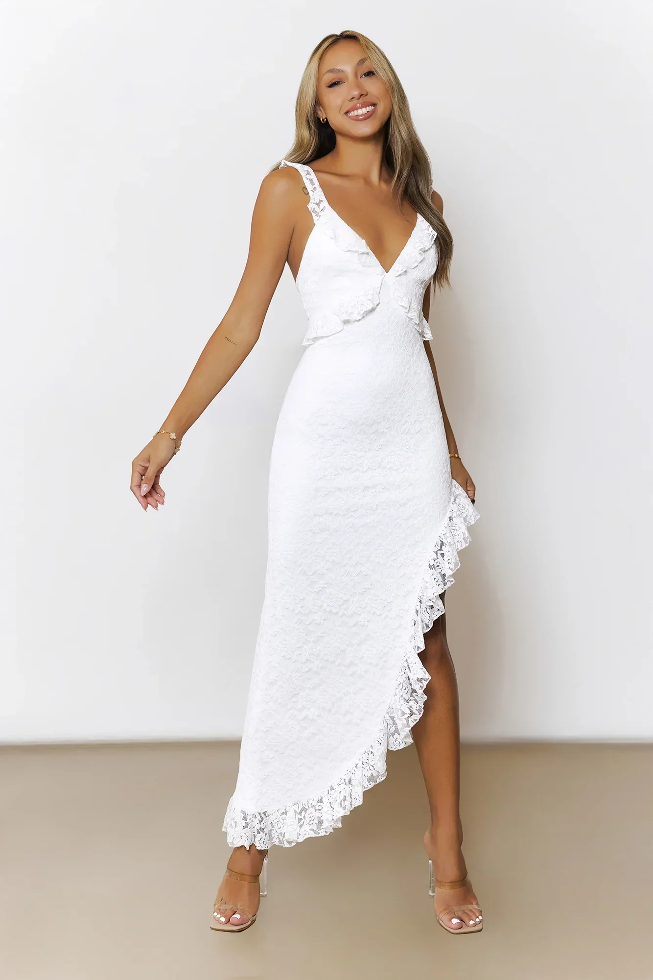 Enchanted By You Lace Midi Dress White
