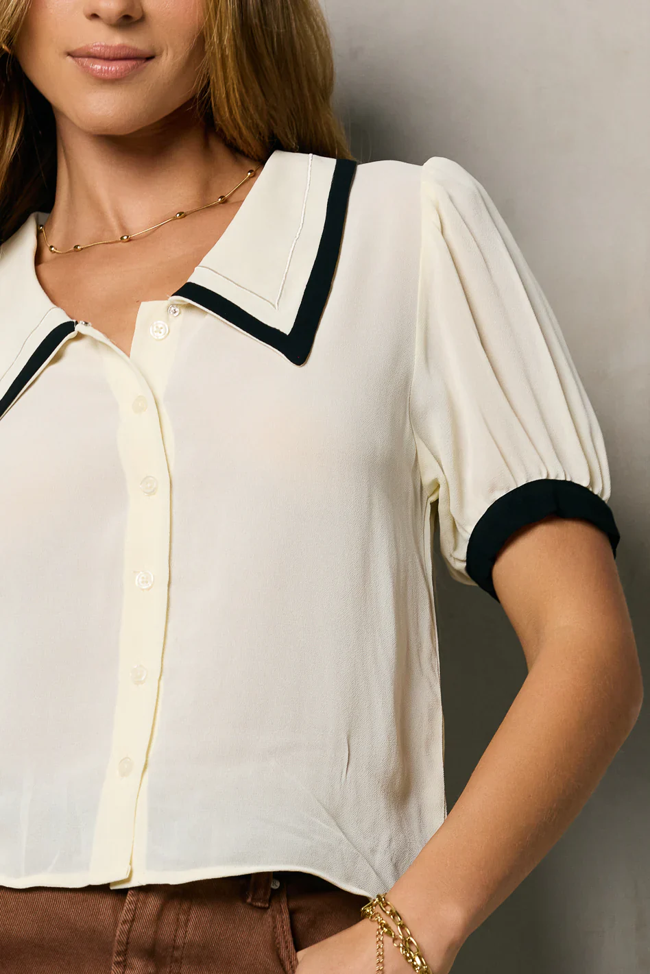 Allison Contrast Button Up