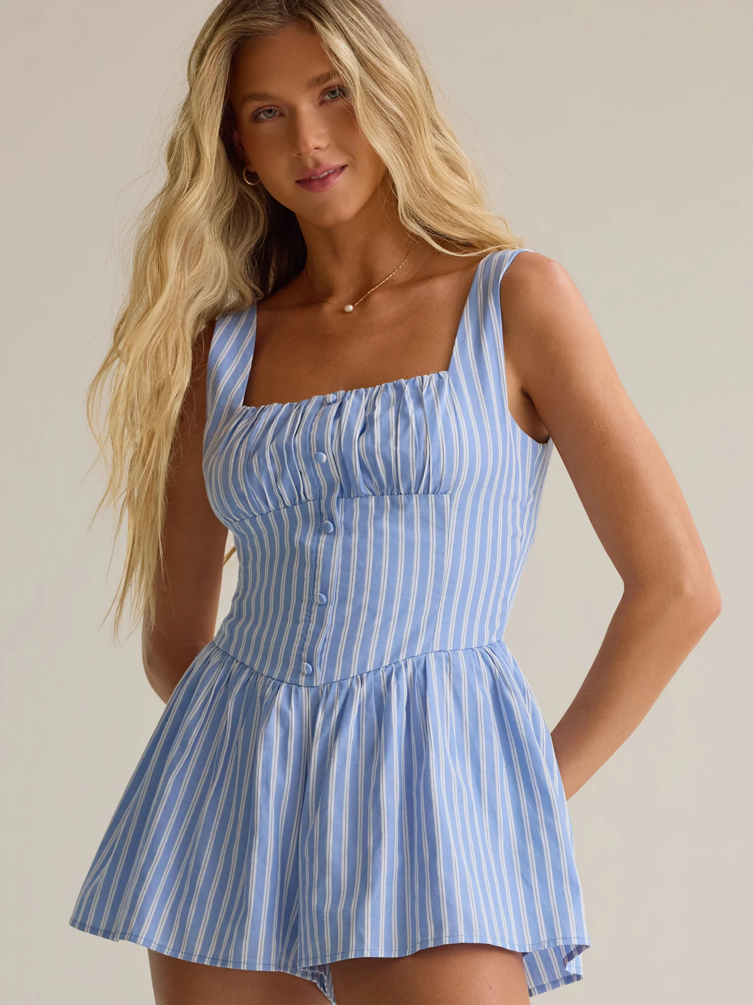 Nia Stripe Button Romper