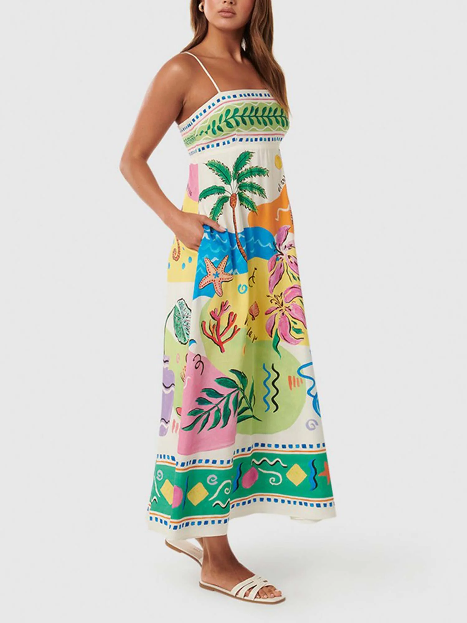 Tropical Maxi Dress with Bold Prints