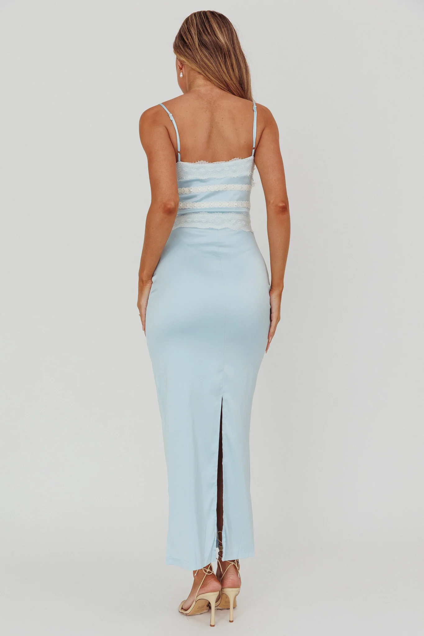 Kellan Lace Trim Maxi Dress Blue