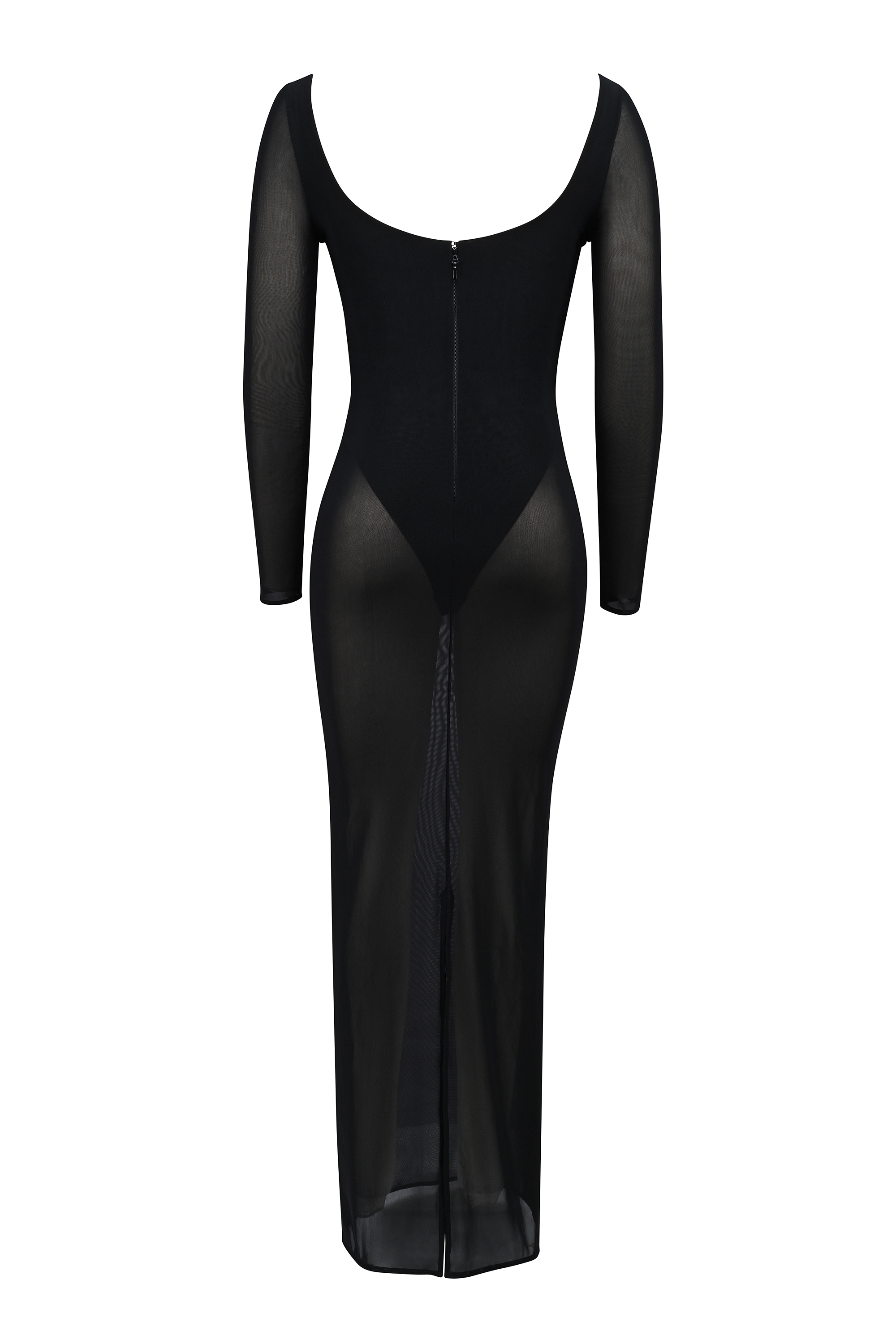 Black Mesh Maxi Dress With Bodysuit