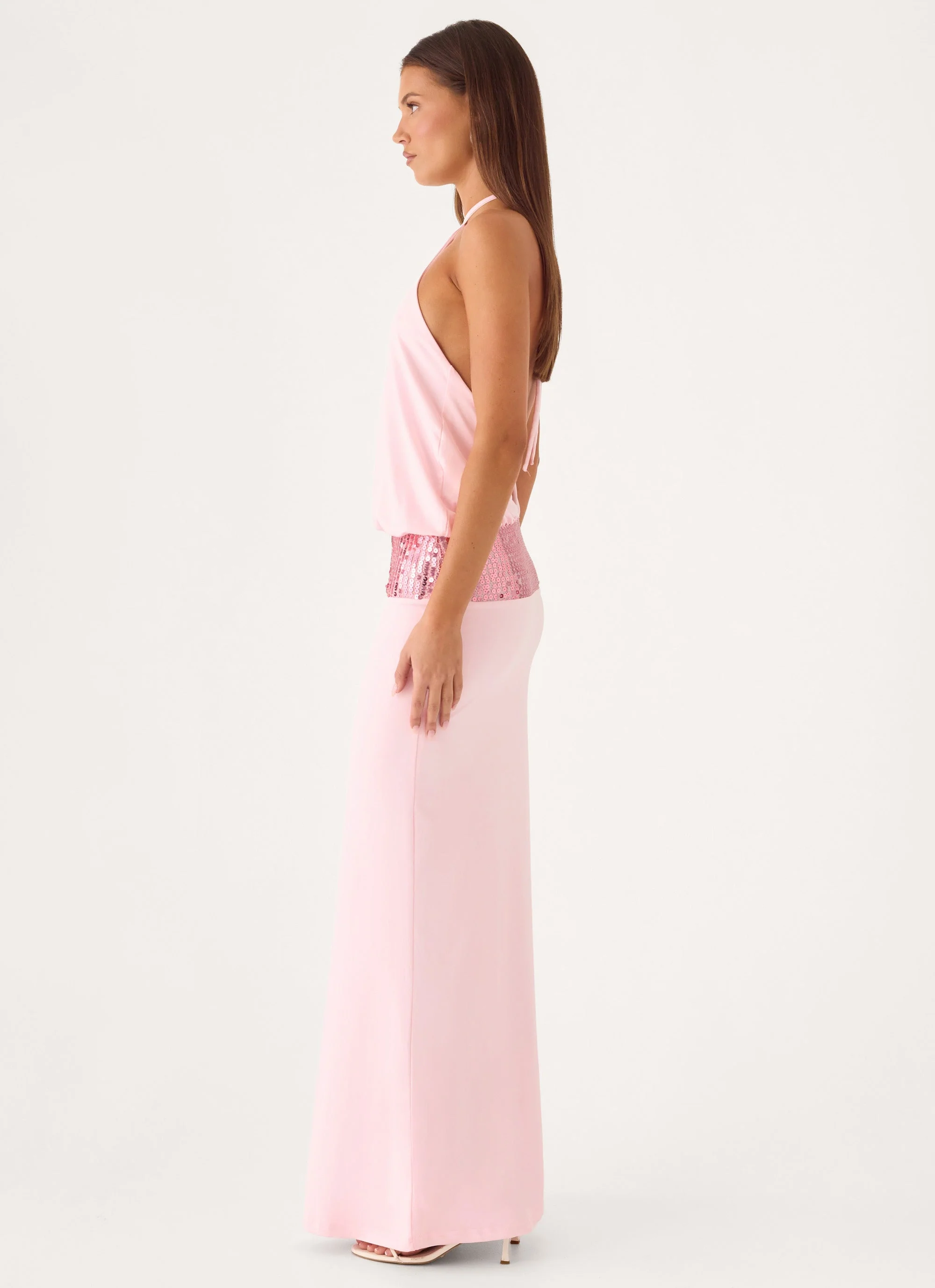Marcie Halter Maxi Dress - Pink - luluinthesky