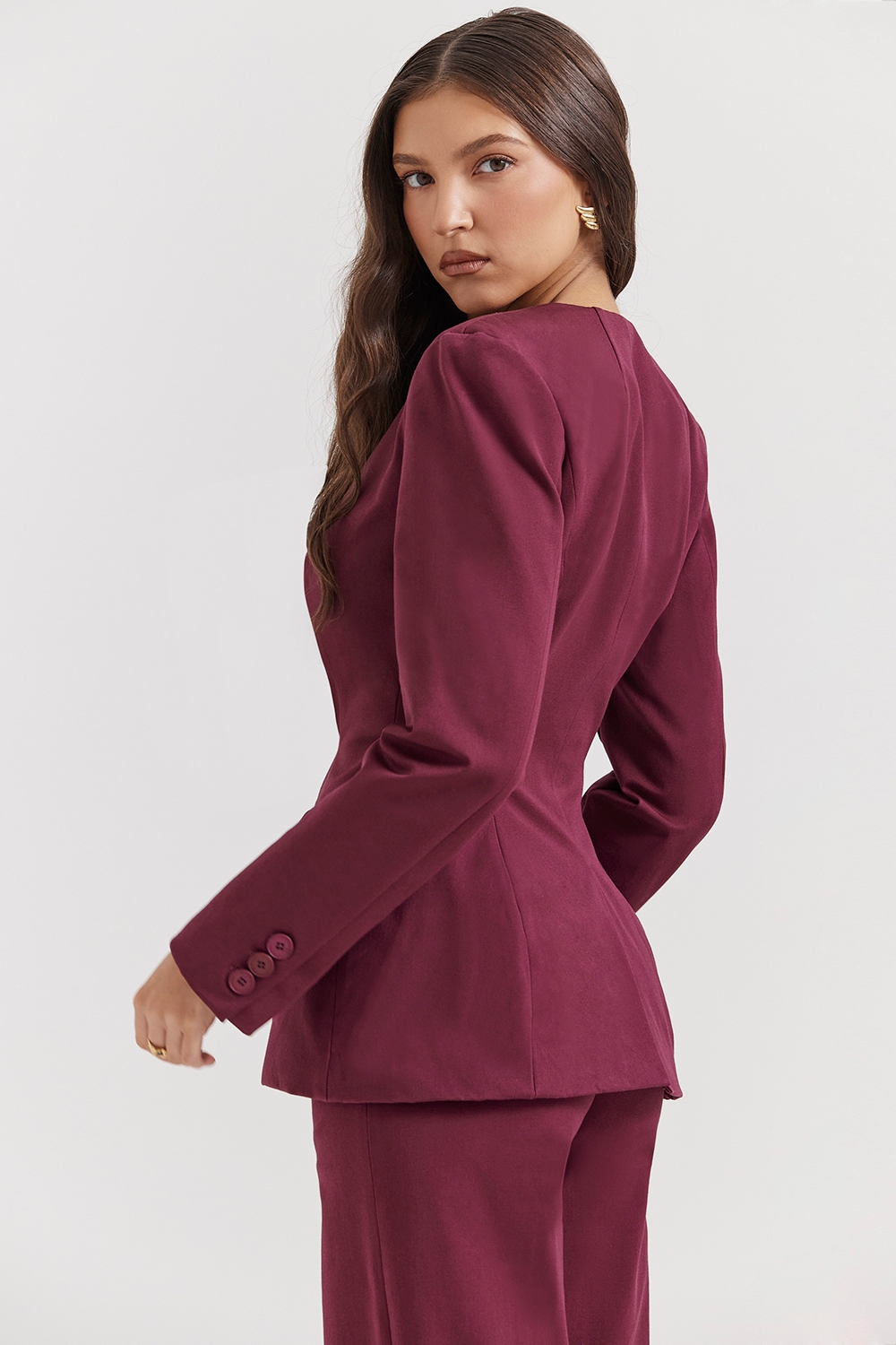 Wine Deep V Blazer