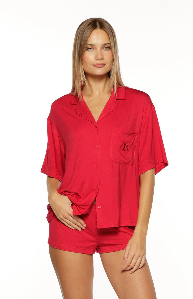 Jamey Burgundy Mini Pajama Shorts