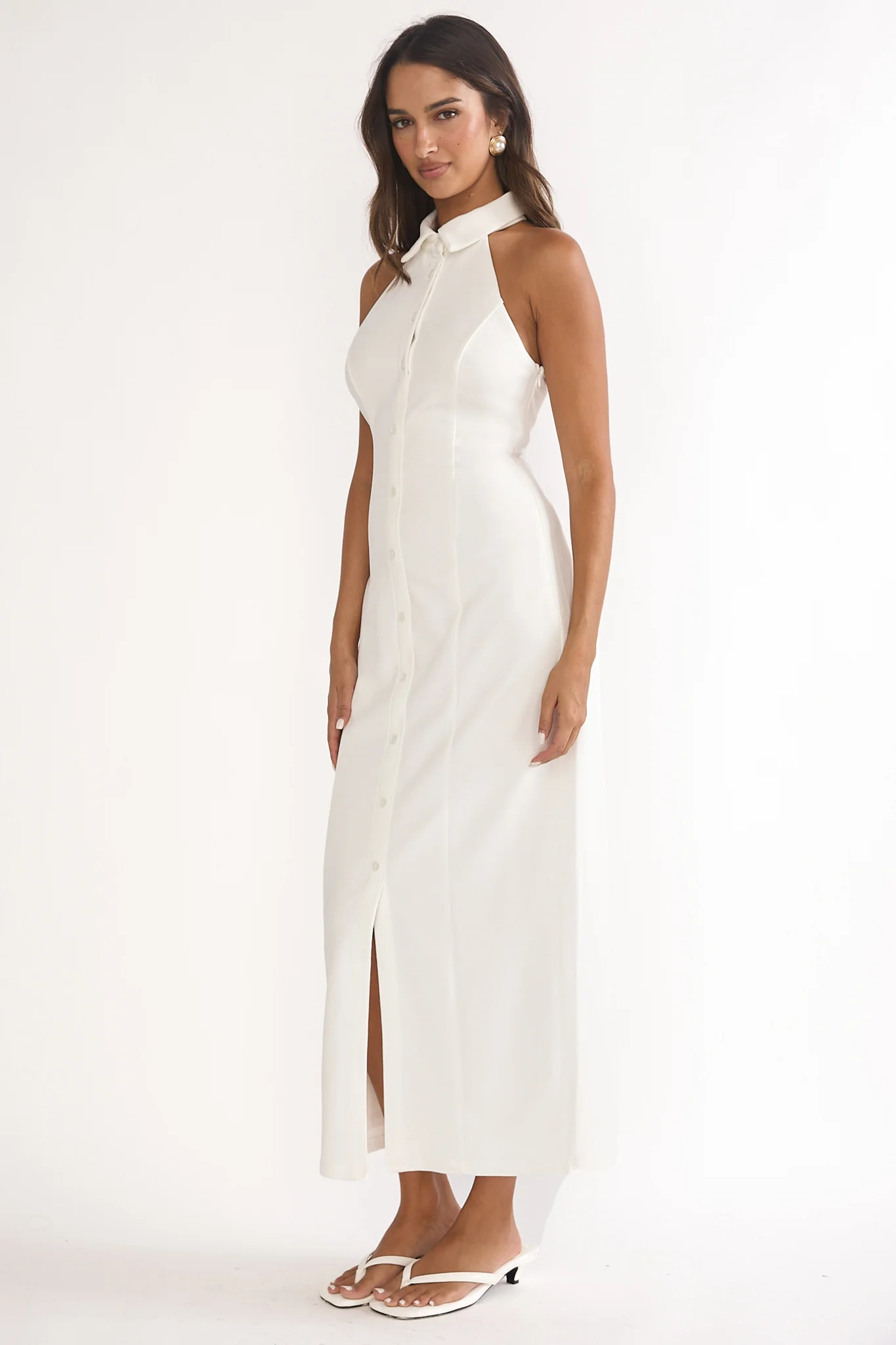 Esmarie Collared Maxi Dress White - luluinthesky