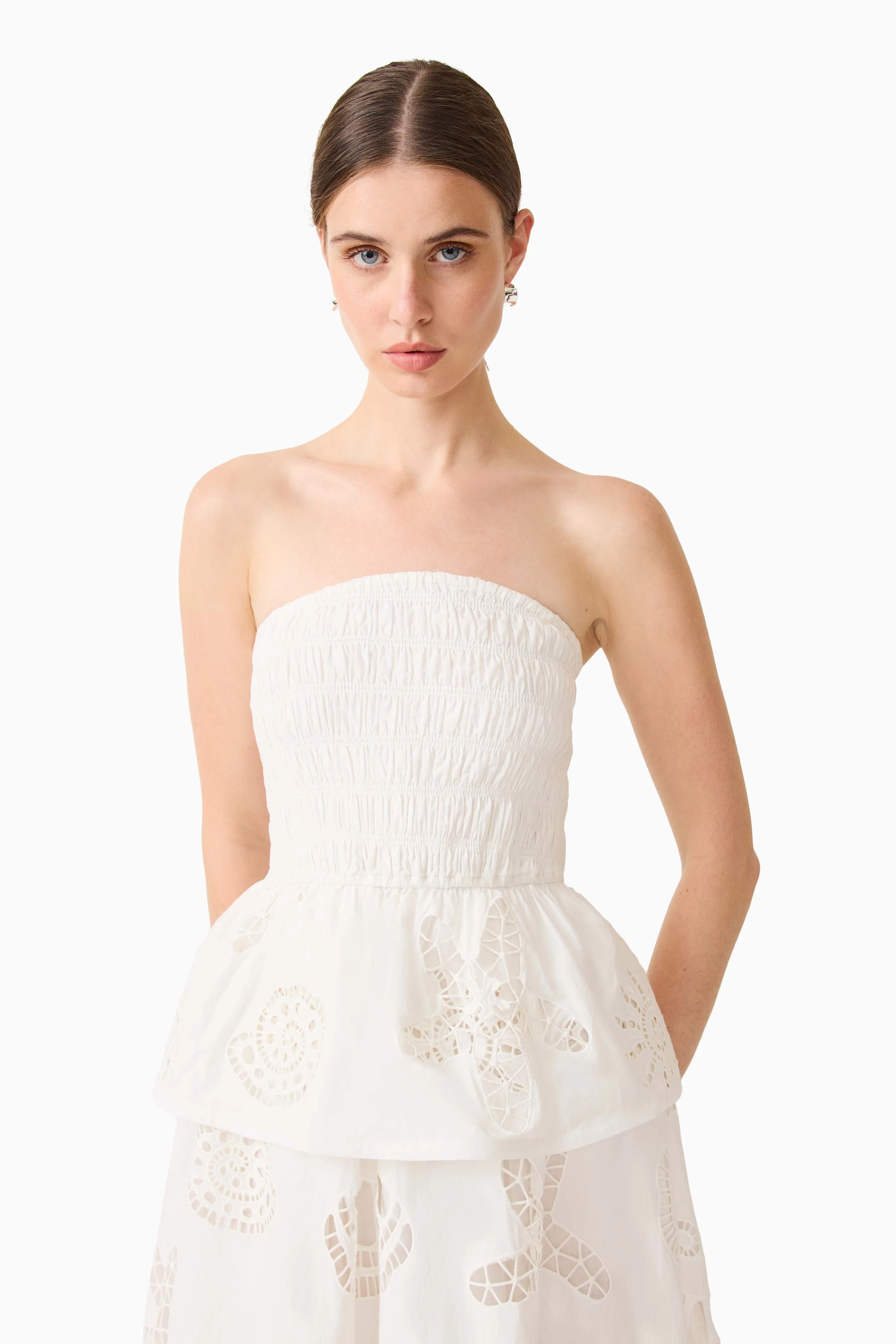 Celine Strapless Maxi Dress in White