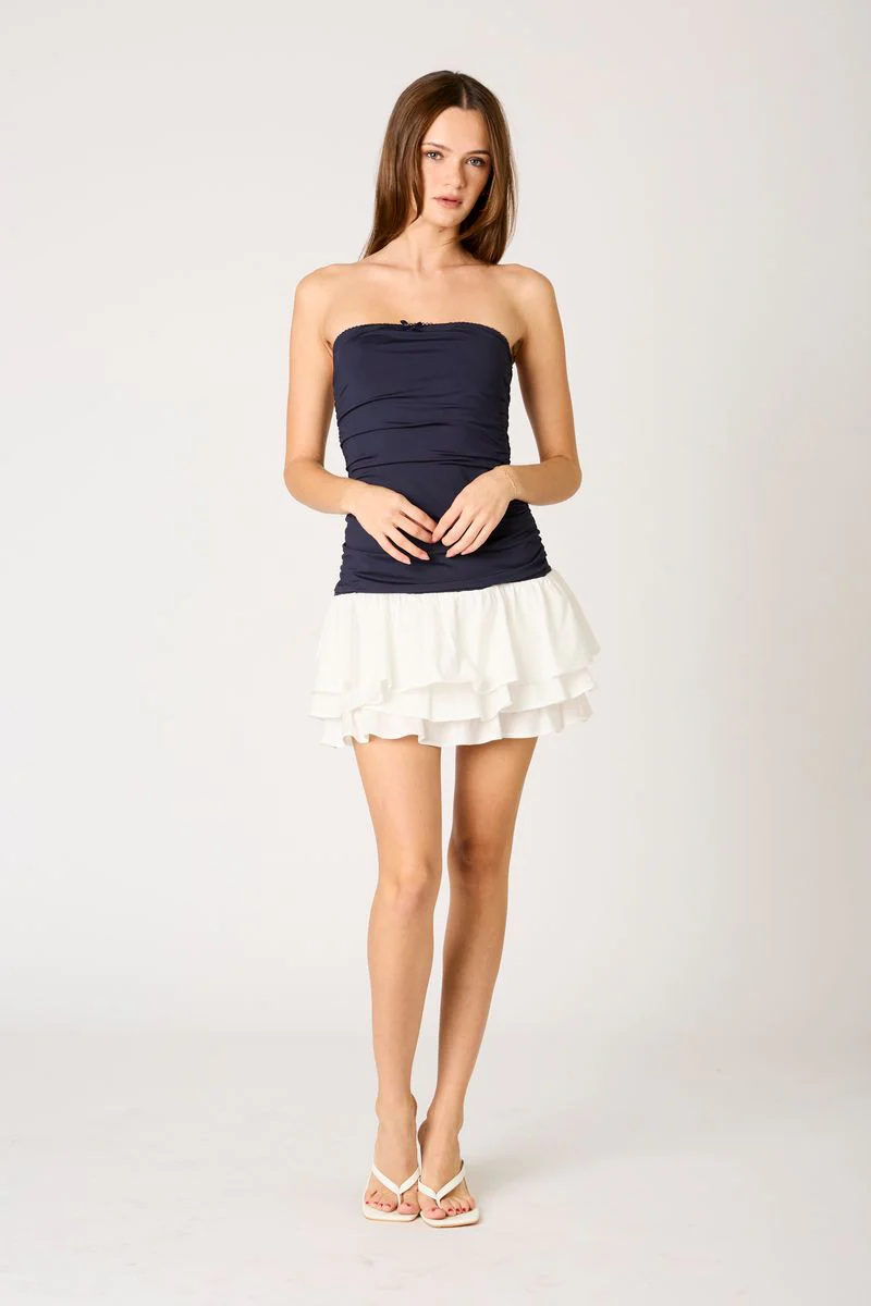 Strapless Contrast Mini Dress