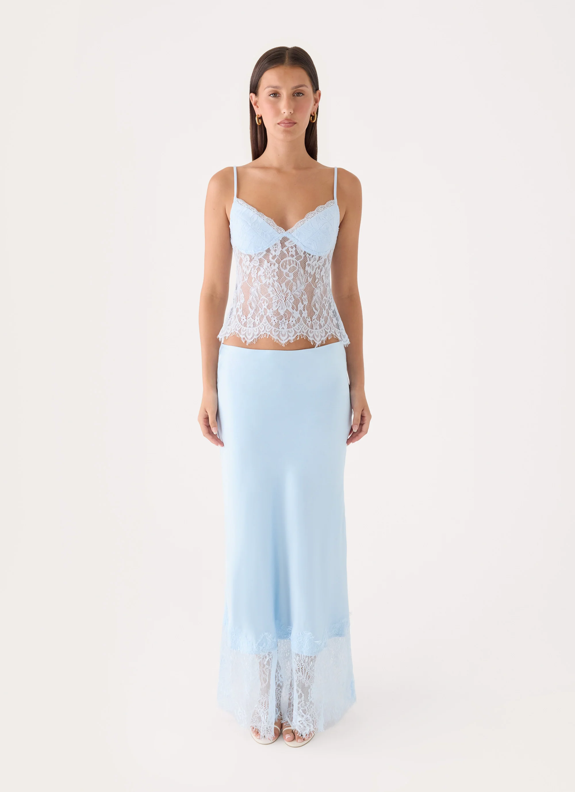 Merisso Lace Bustier Top - Blue - FASHION NOB