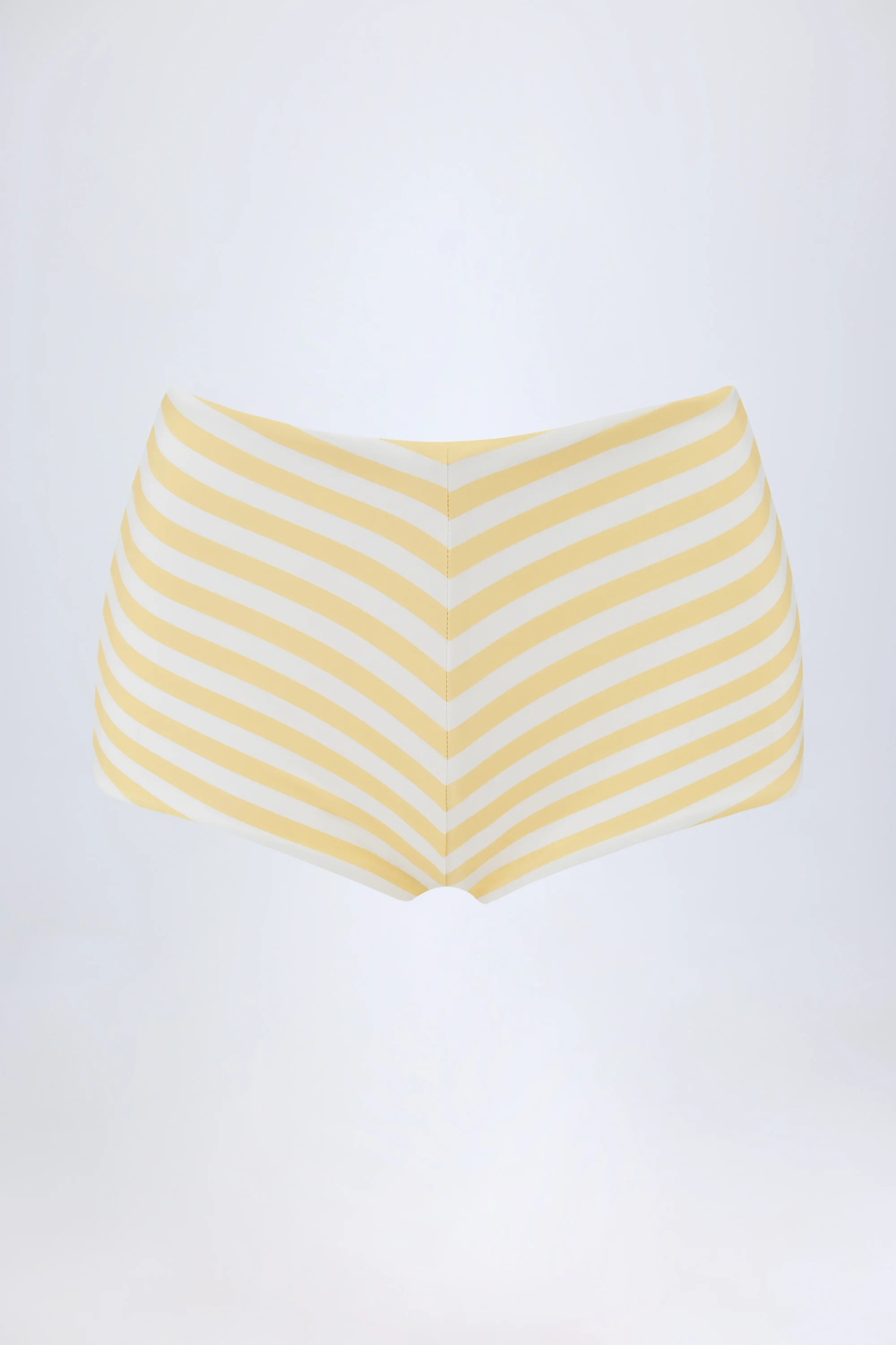 Mid-Rise Hot Pants in Lemon Yellow Stripe