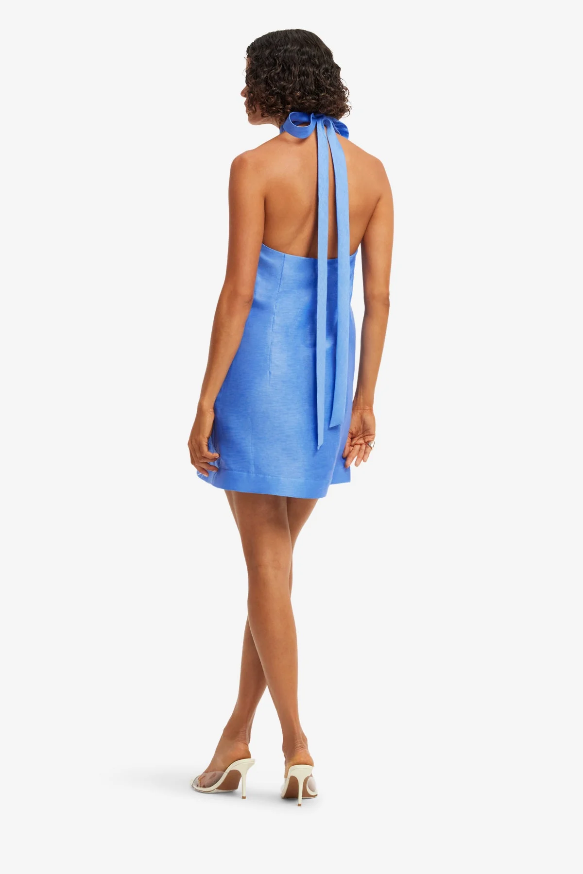 Lola Appliqué Halterneck Mini Dress - Azure
