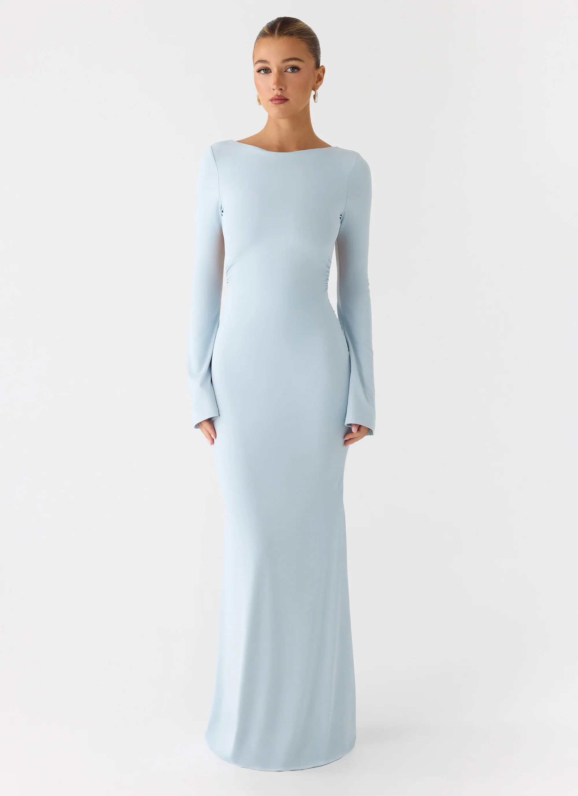 Midnight Song Long Sleeve Maxi Dress - Misty Blue