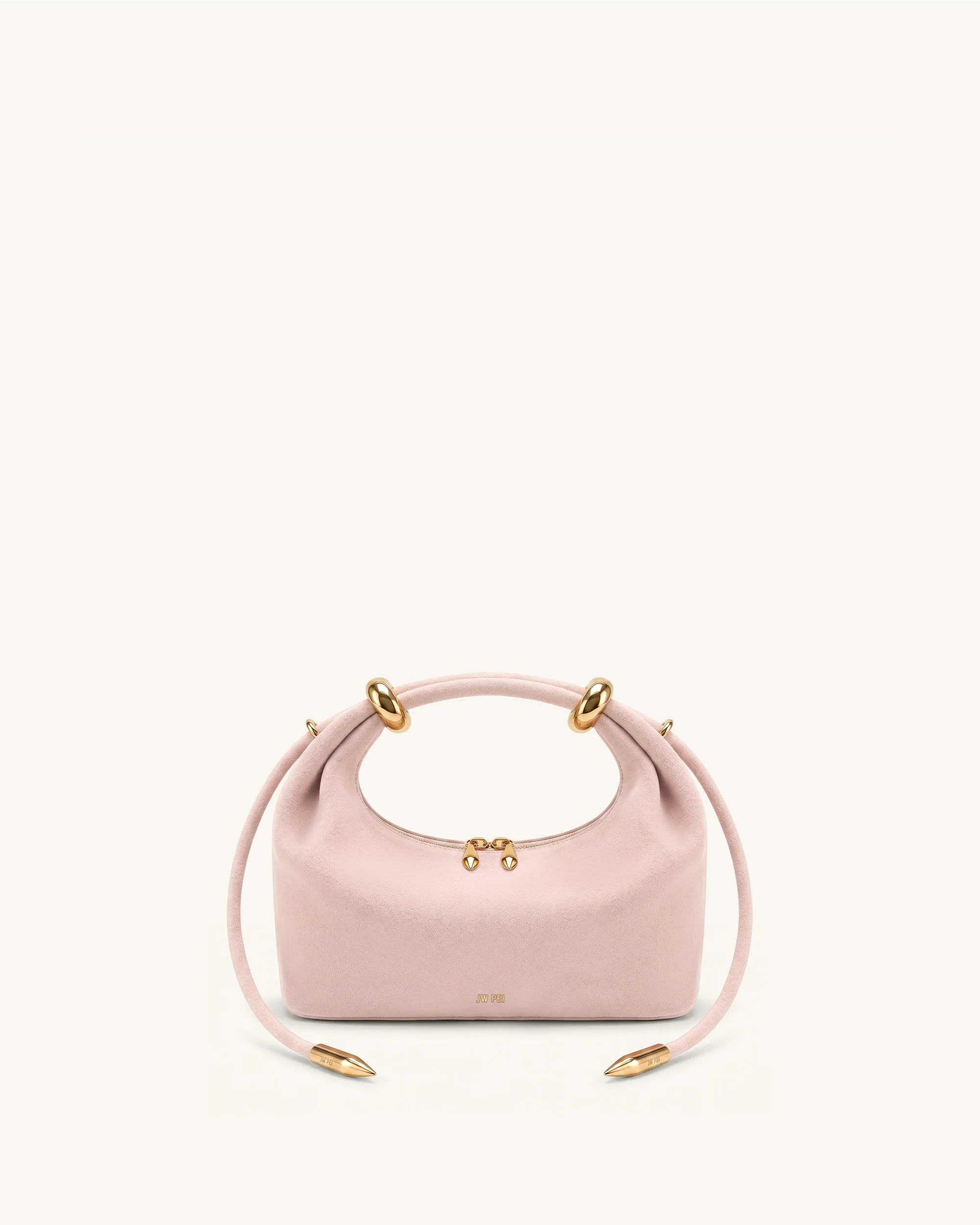 Ellie Faux Suede Metal Ring Embellished Top Handle Bag - Pink