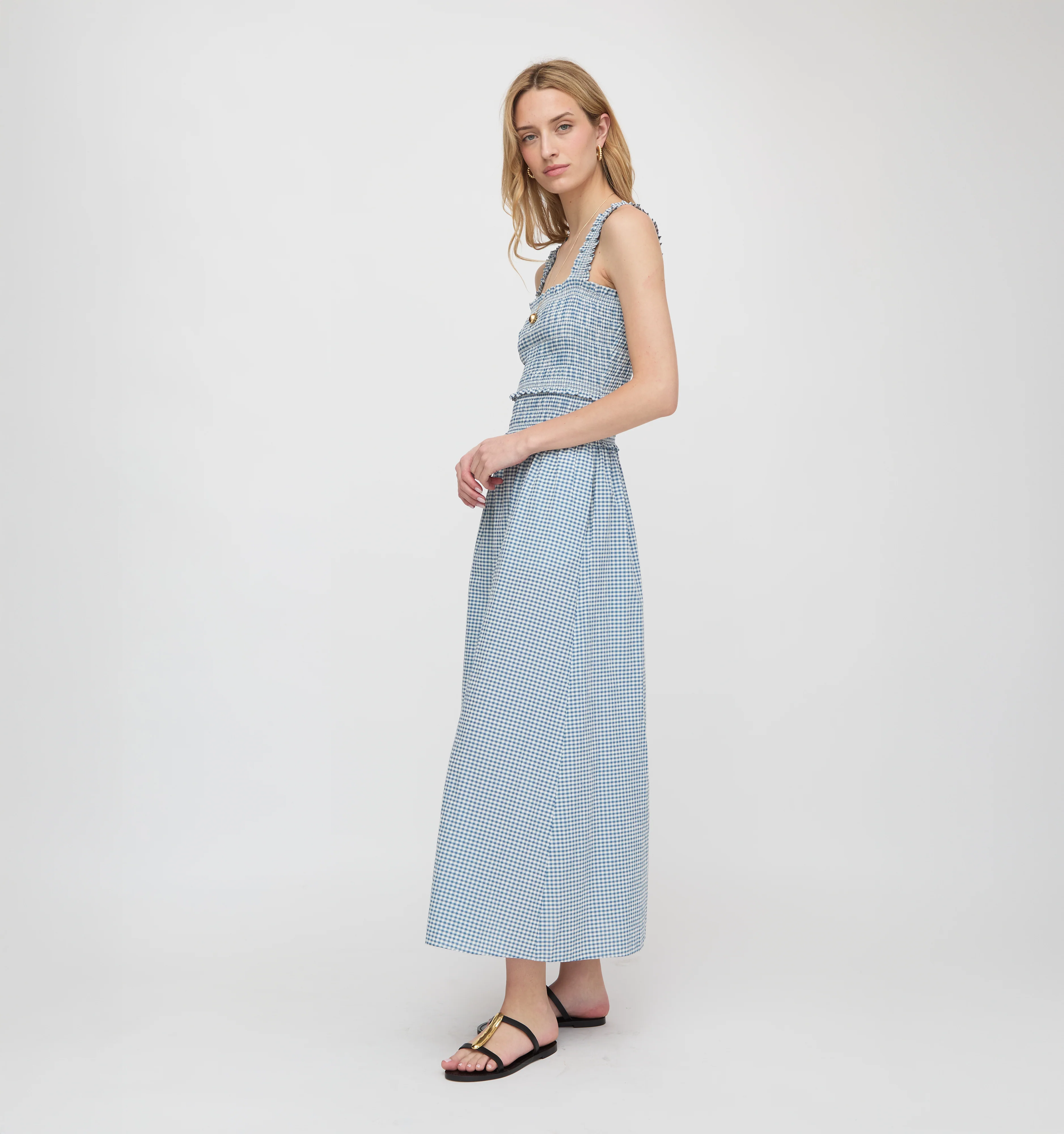 The Azalea Maxi Nap Dress - Lagoon Gingham