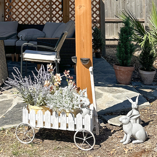 Distressed Picket Fence Wooden Cart