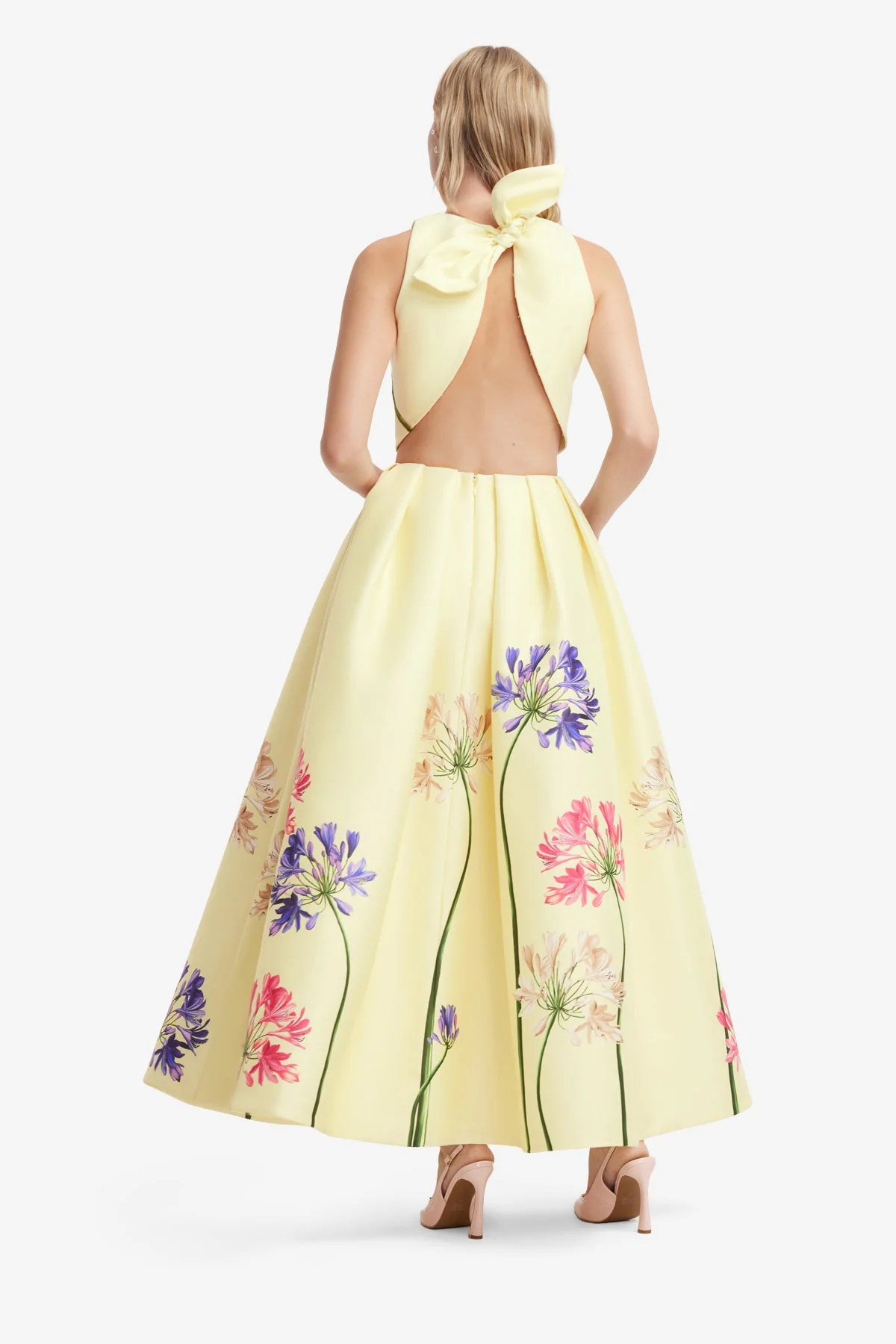 Ella Appliqué Bow Backless Top - Agapanthus Print