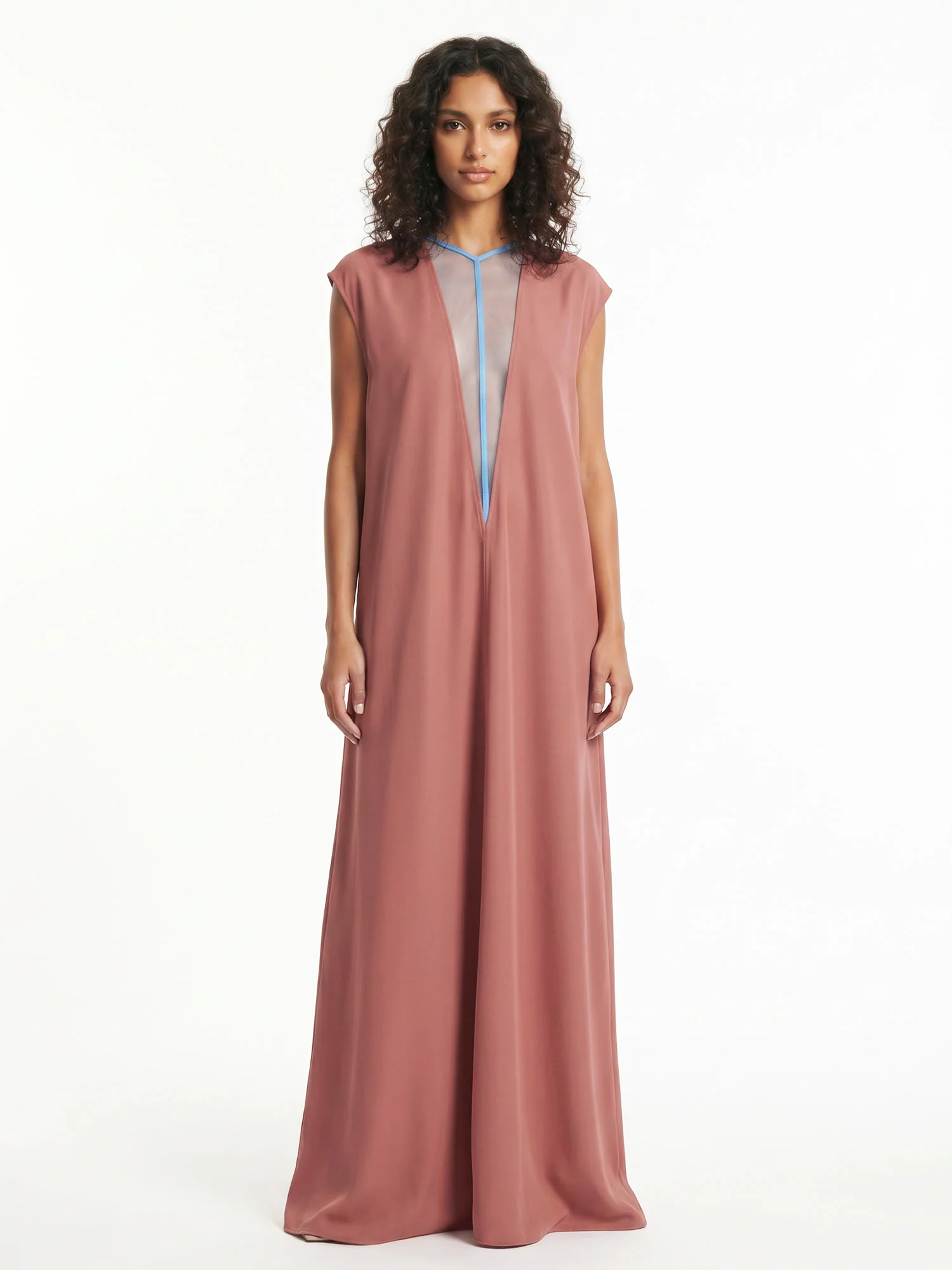 Terracotta Sheer Panel Maxi Dress