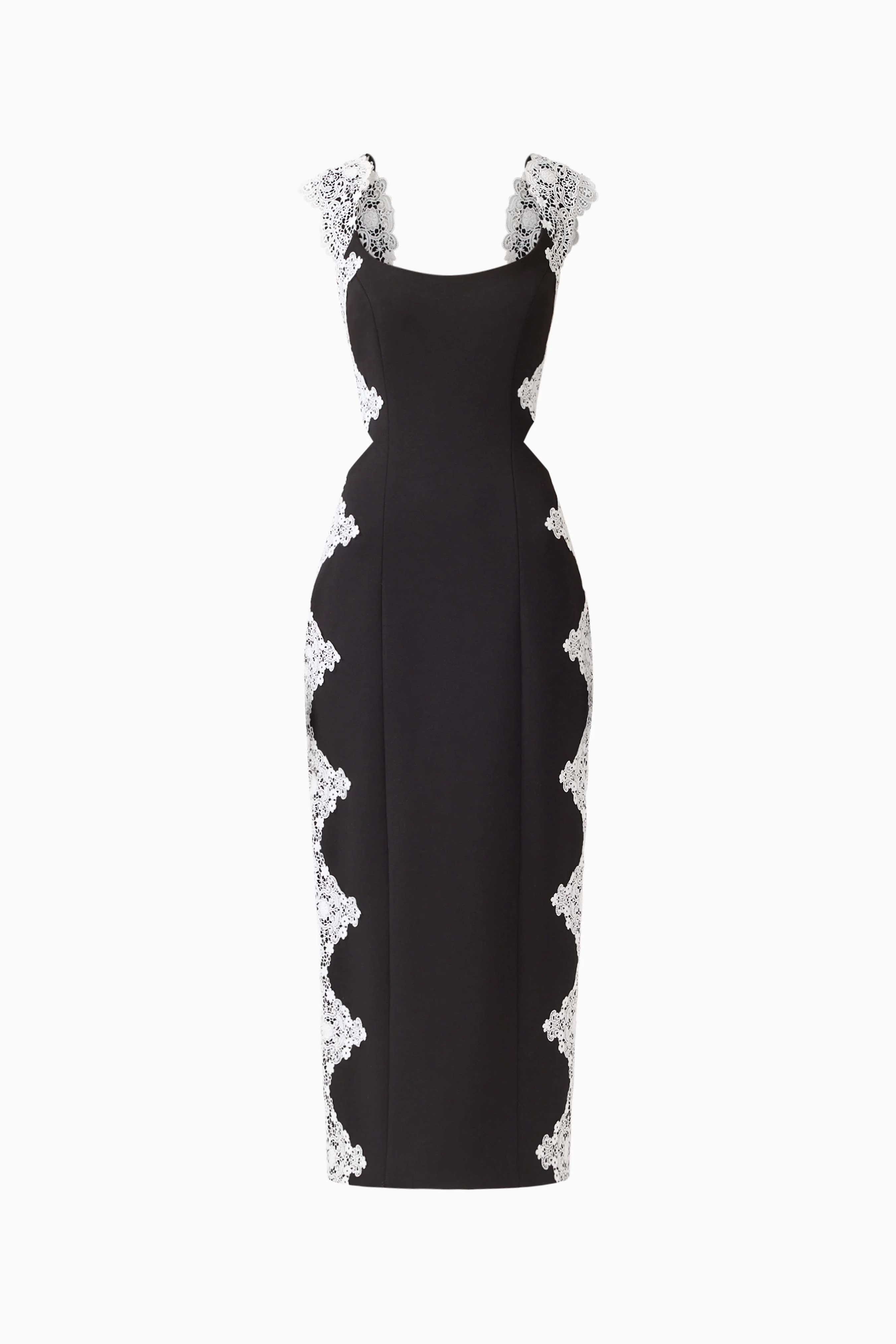 Elysia Lace Midi Dress in Black