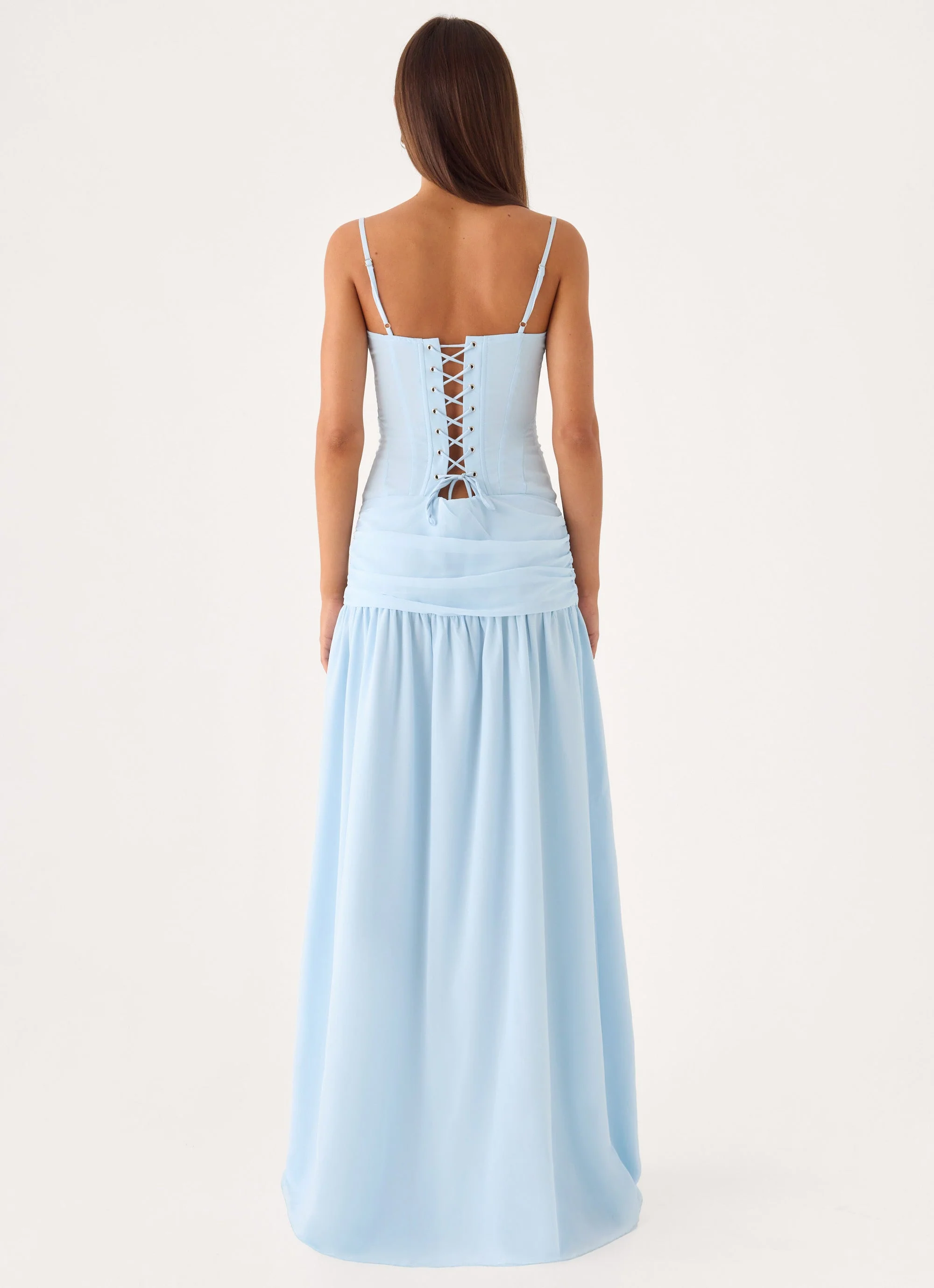 Clemence Bustier Maxi Dress - Blue - luluinthesky