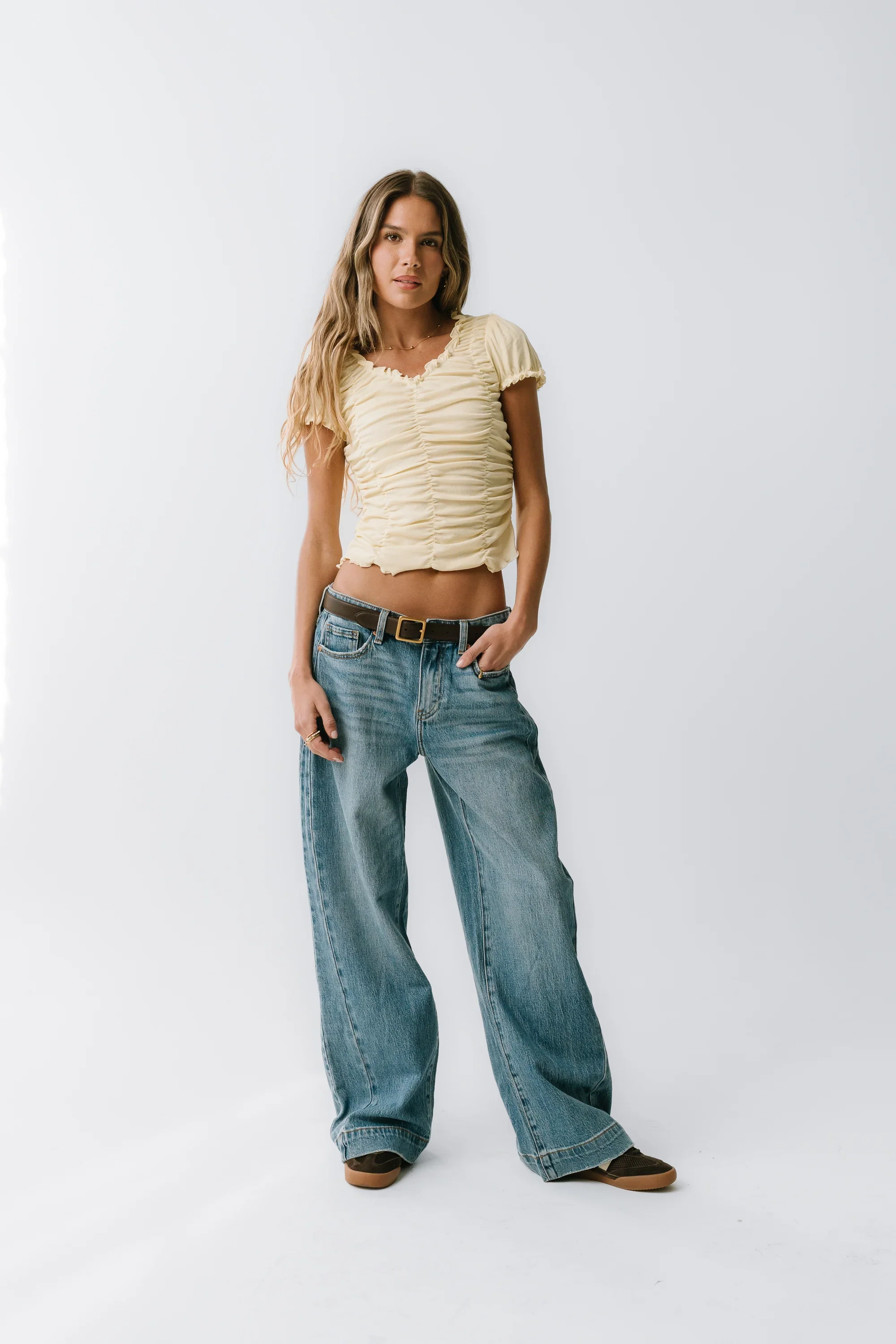 Regan Ruched Top in Yellow