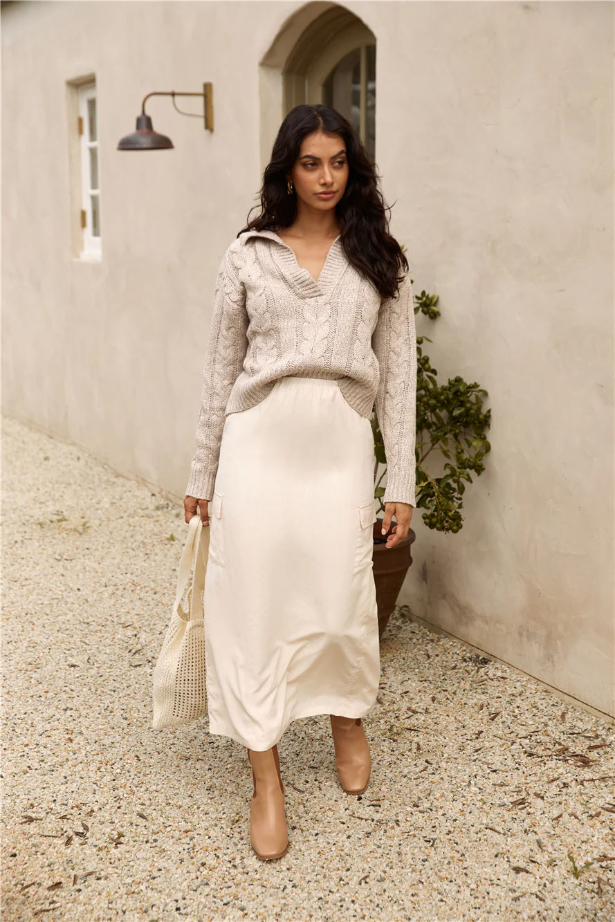SEVEN WONDERS Picilo Long Midi Skirt Stone