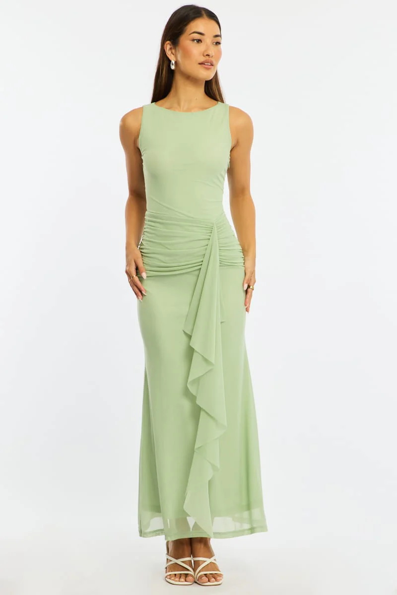 Green Maxi Dress Mesh