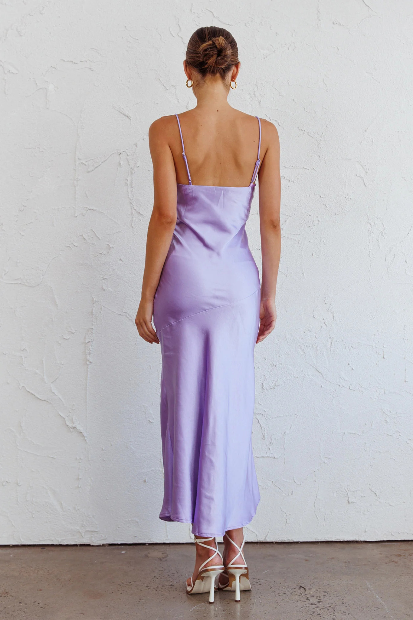 Well Versed Pleated Bust Front Split Dress Lavender