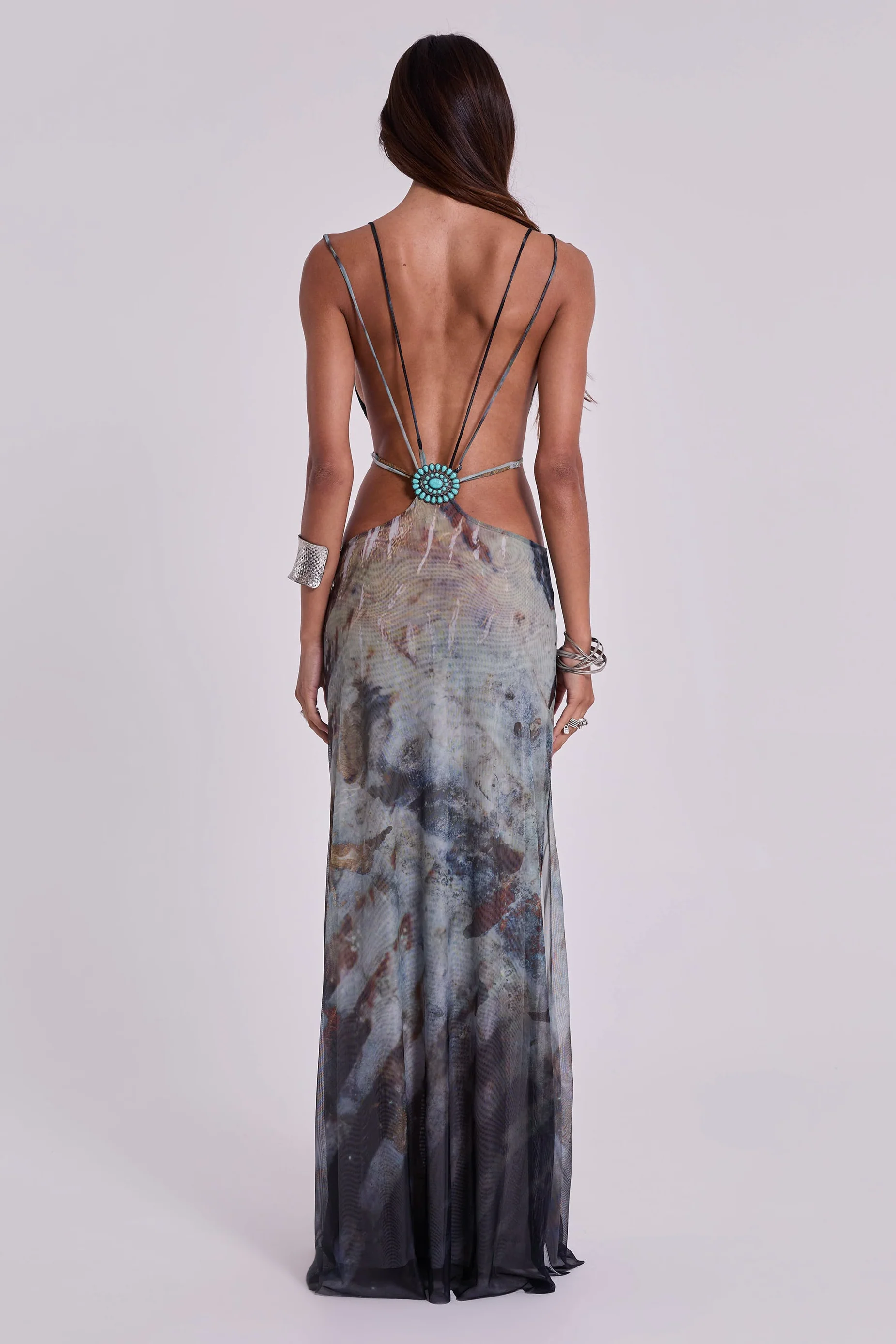 Azariah Maxi Dress With Turquoise Trim