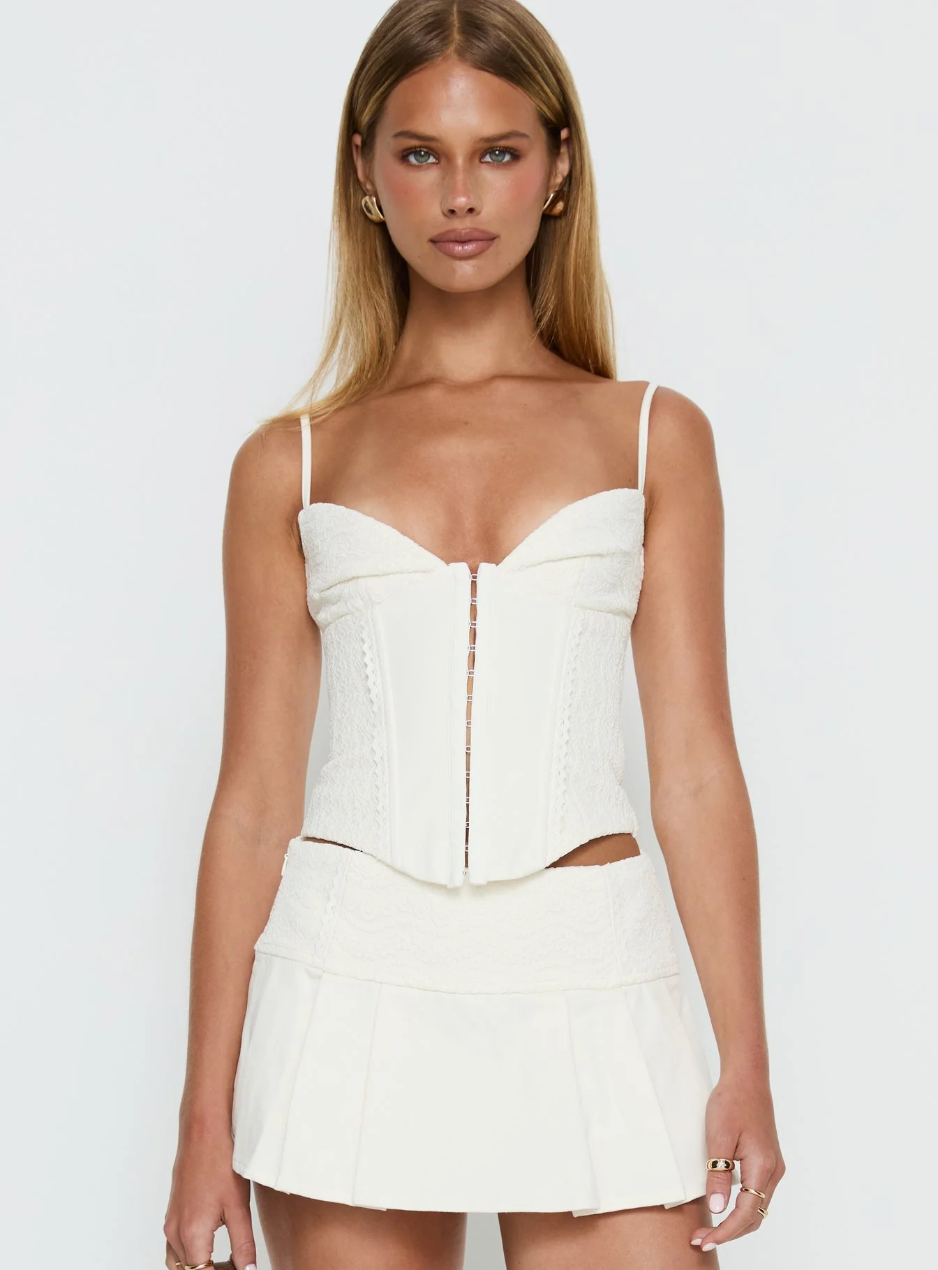 Francee Lace Corset Top Cream