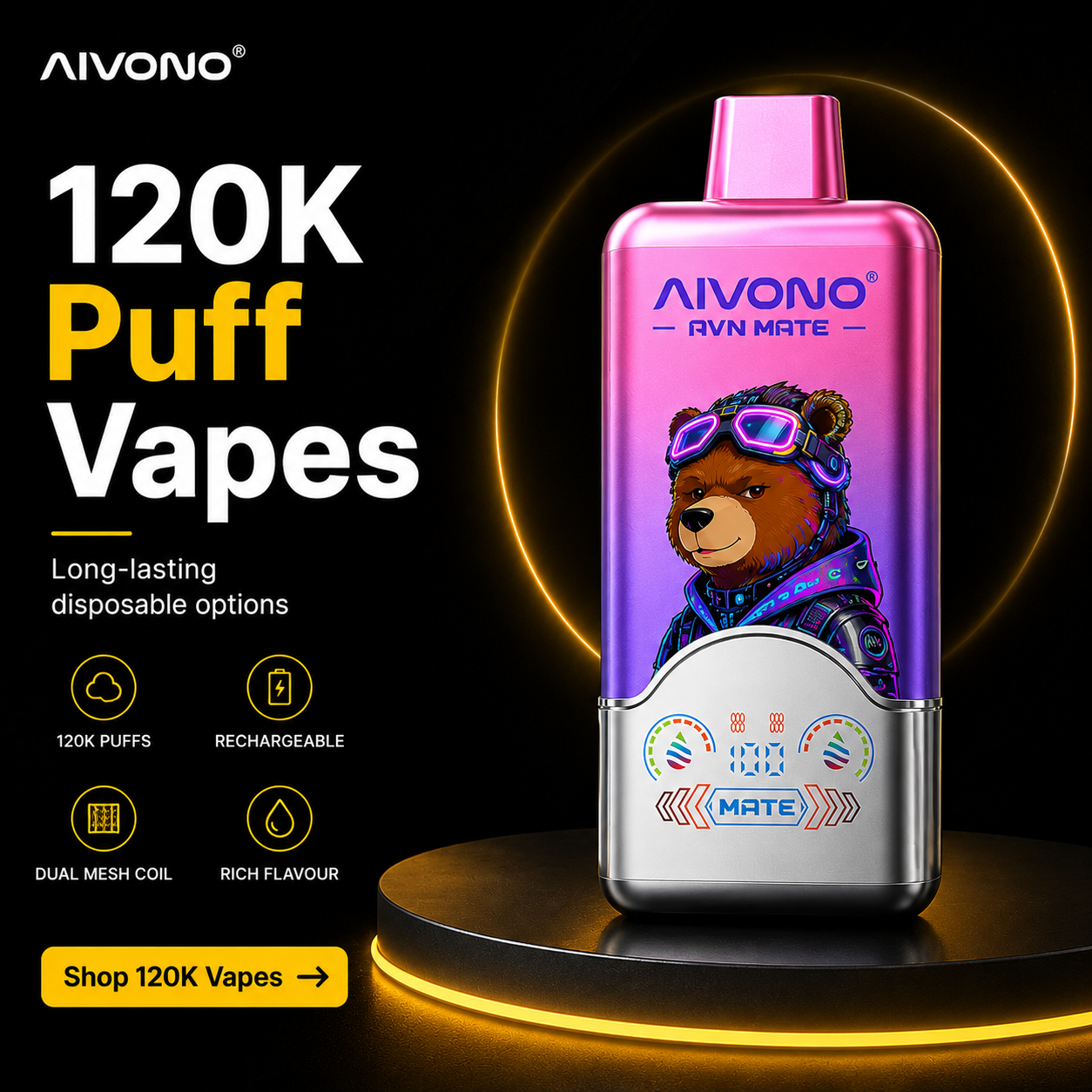 AIVONO 120K puff vape collection banner