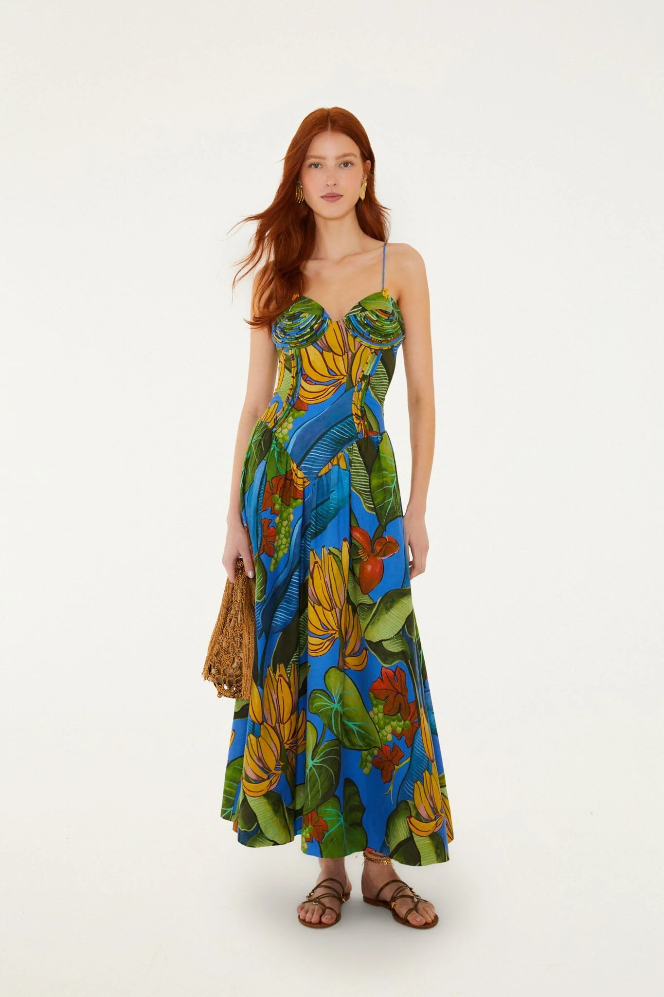 Blue Banana Grapes 3d Bodice Sleeveless Maxi Dress