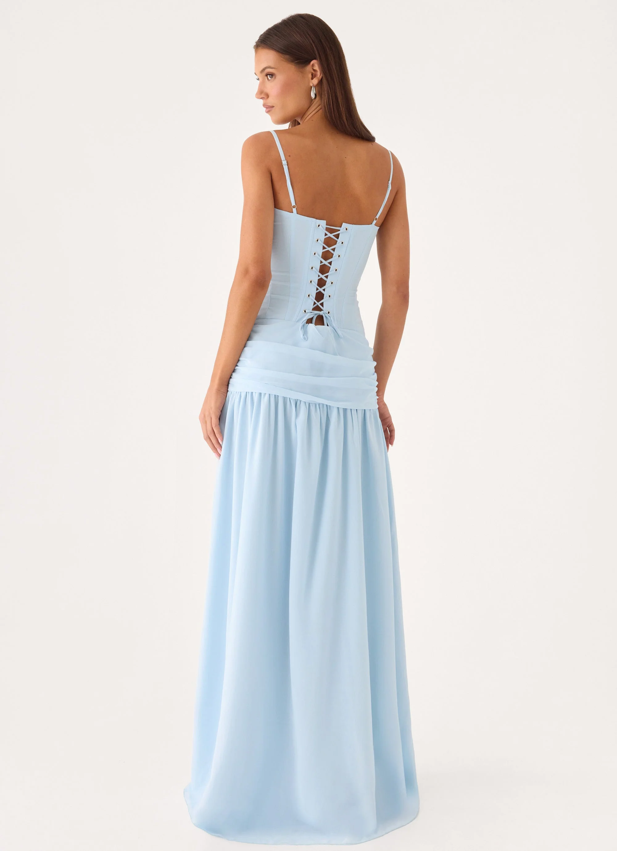 Clemence Bustier Maxi Dress - Blue - luluinthesky