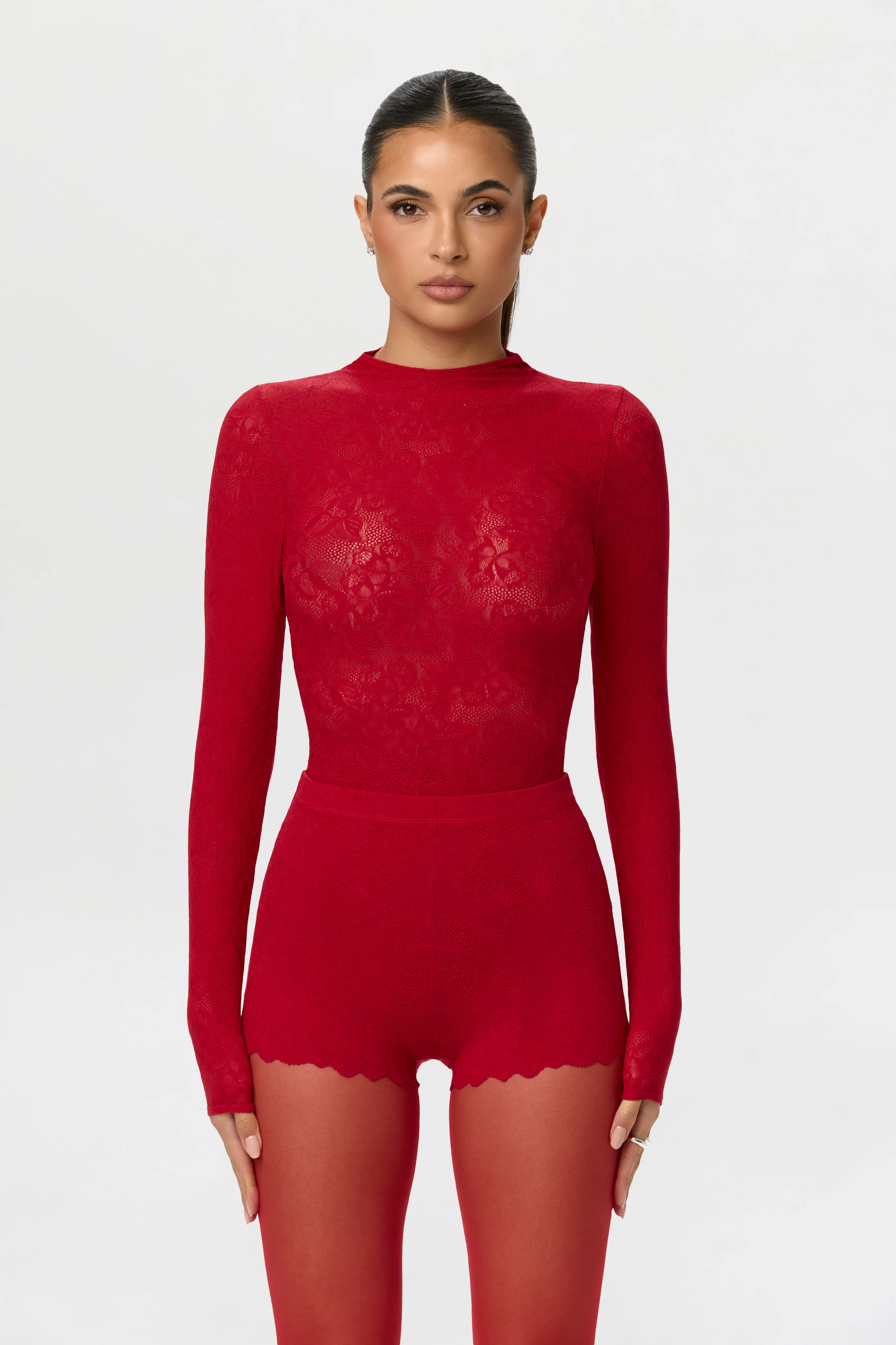 Stretch Lace Scallop Shorts