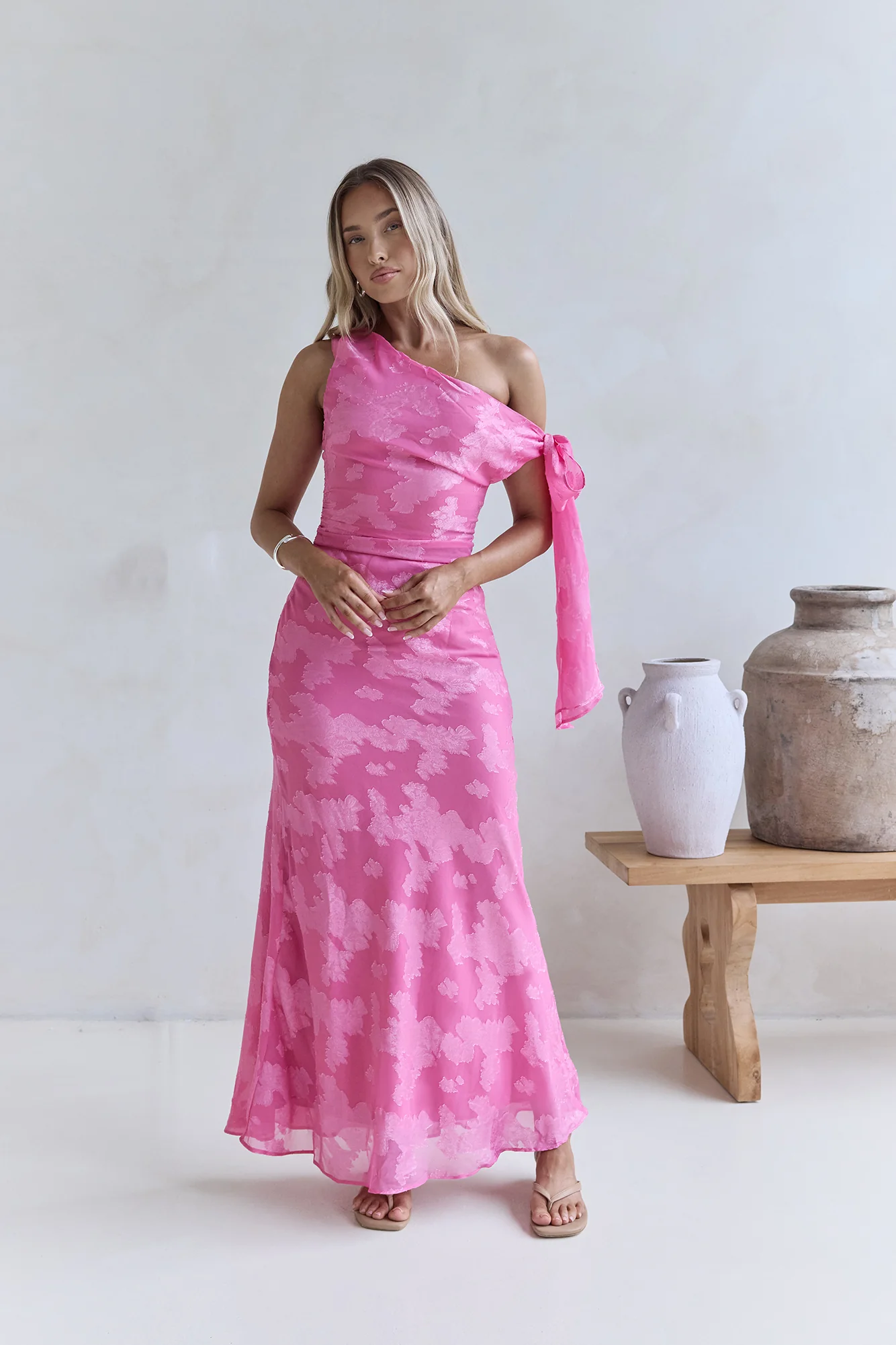 In My Heart Off Shoulder Maxi Dress Pink